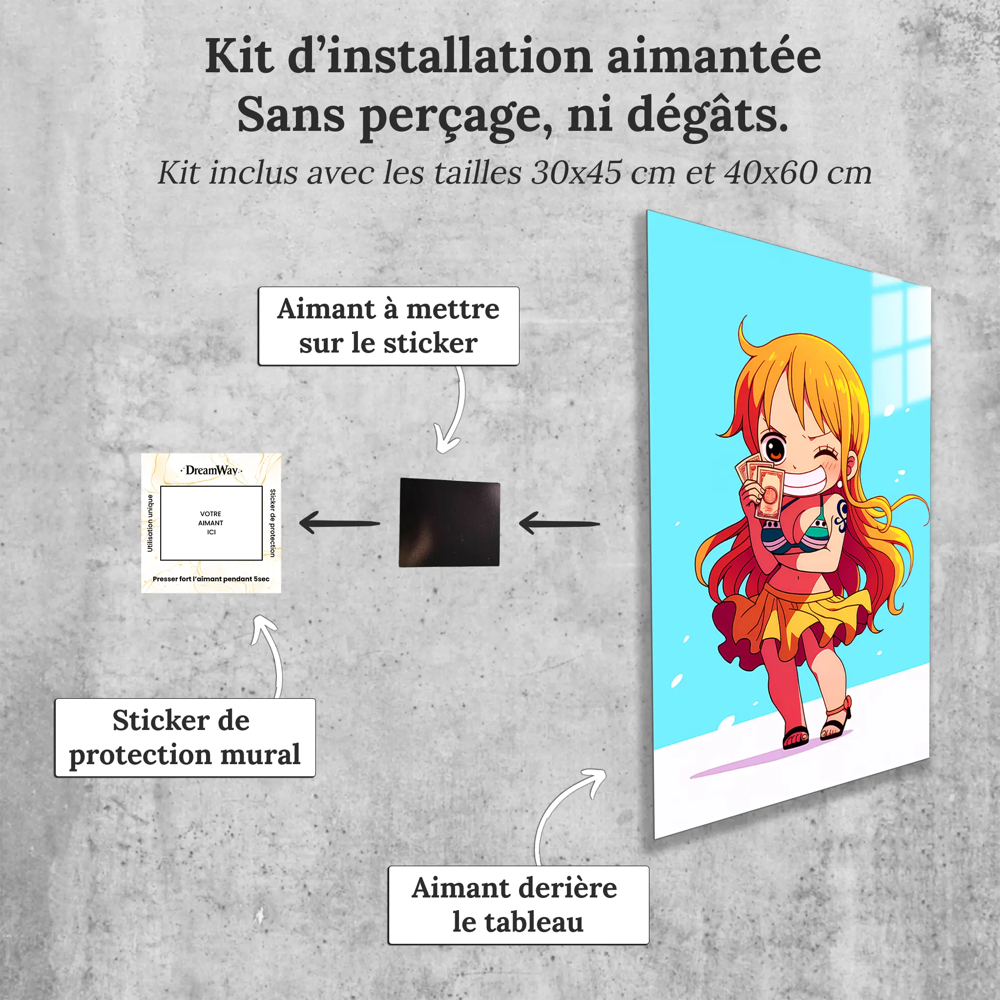 Tableau-One-piece-chibi-Nami-avec-installation-aimantee | DreamWay