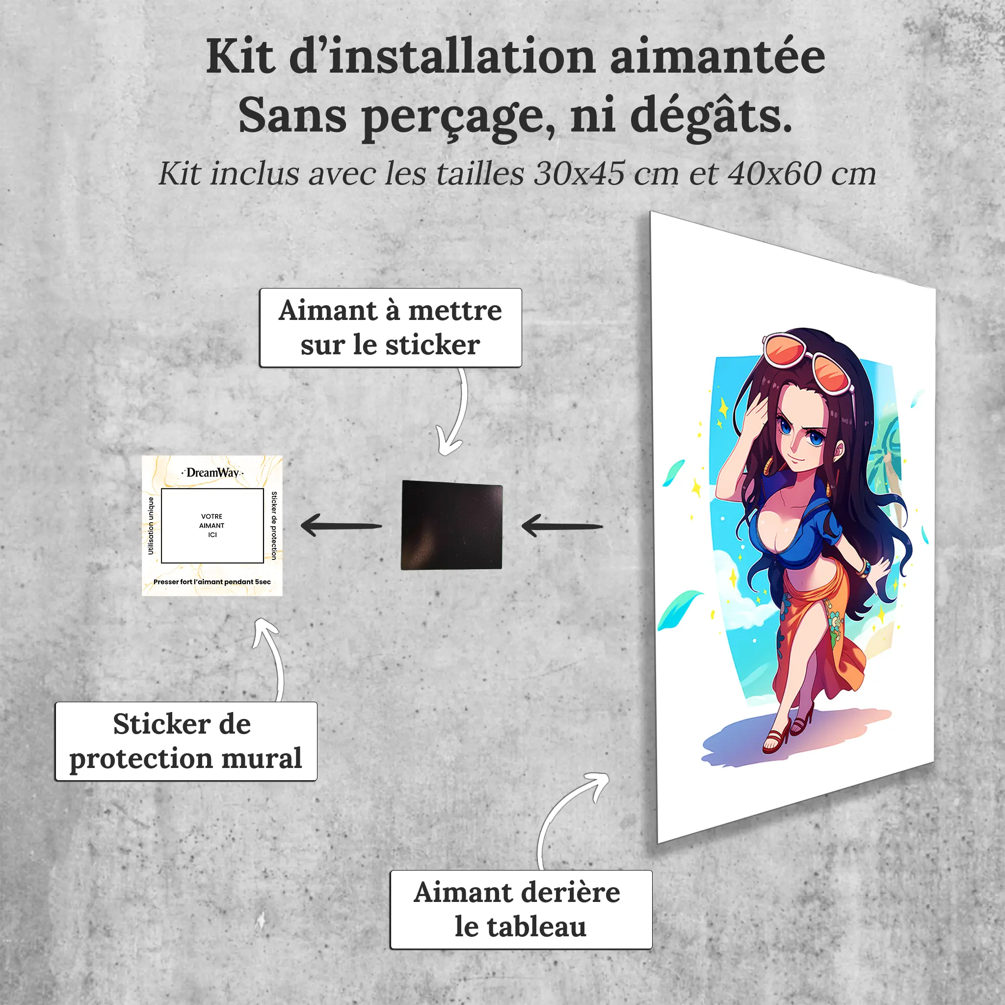 Tableau-One-piece-chibi-Nico-Robin-avec-installation-aimantee | DreamWay