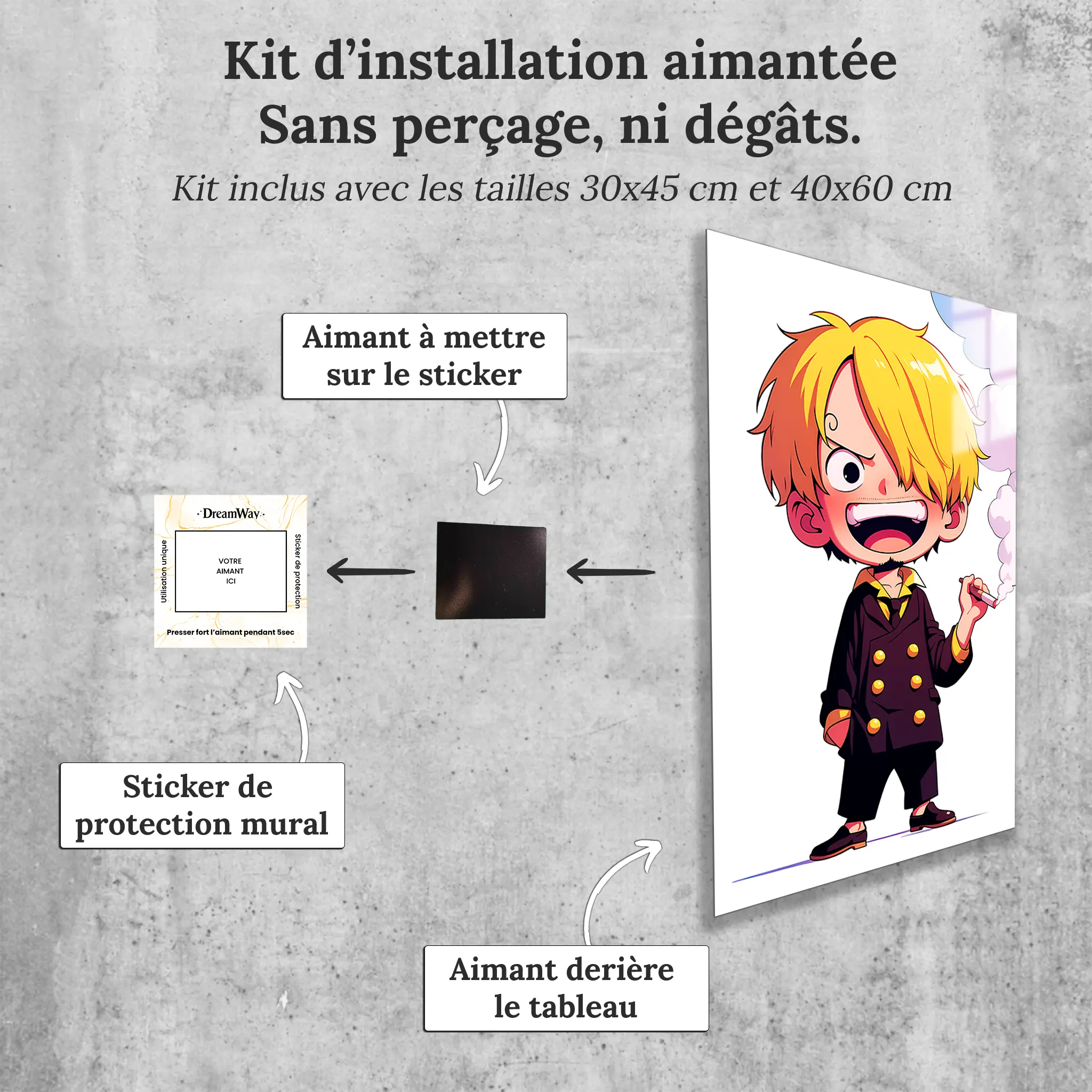 Tableau-One-piece-chibi-Sanji-avec-installation-aimantee | DreamWay