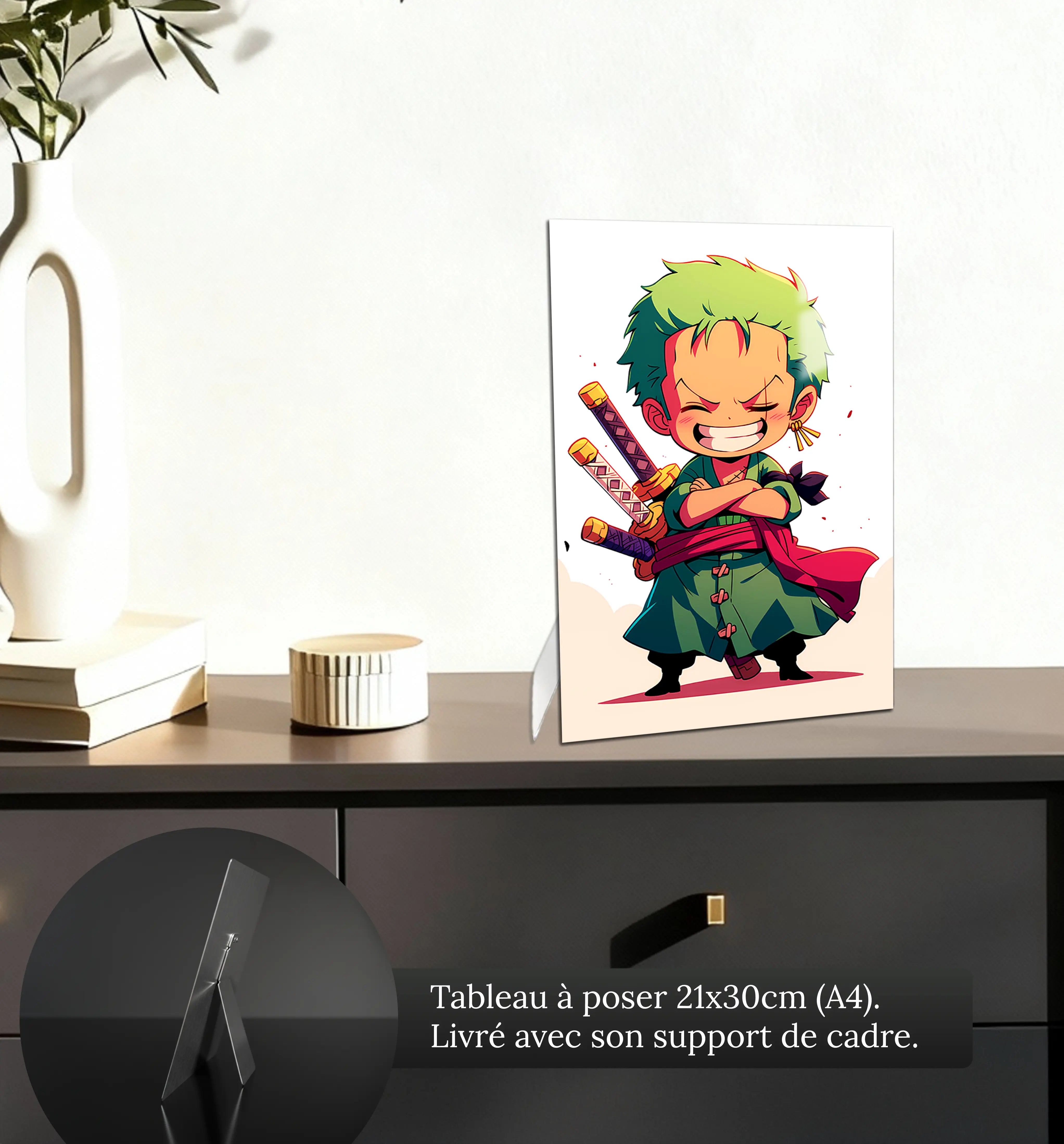 Tableau-One-piece-chibi-Zoro-petit-format-a-poser-sur-meuble | DreamWay