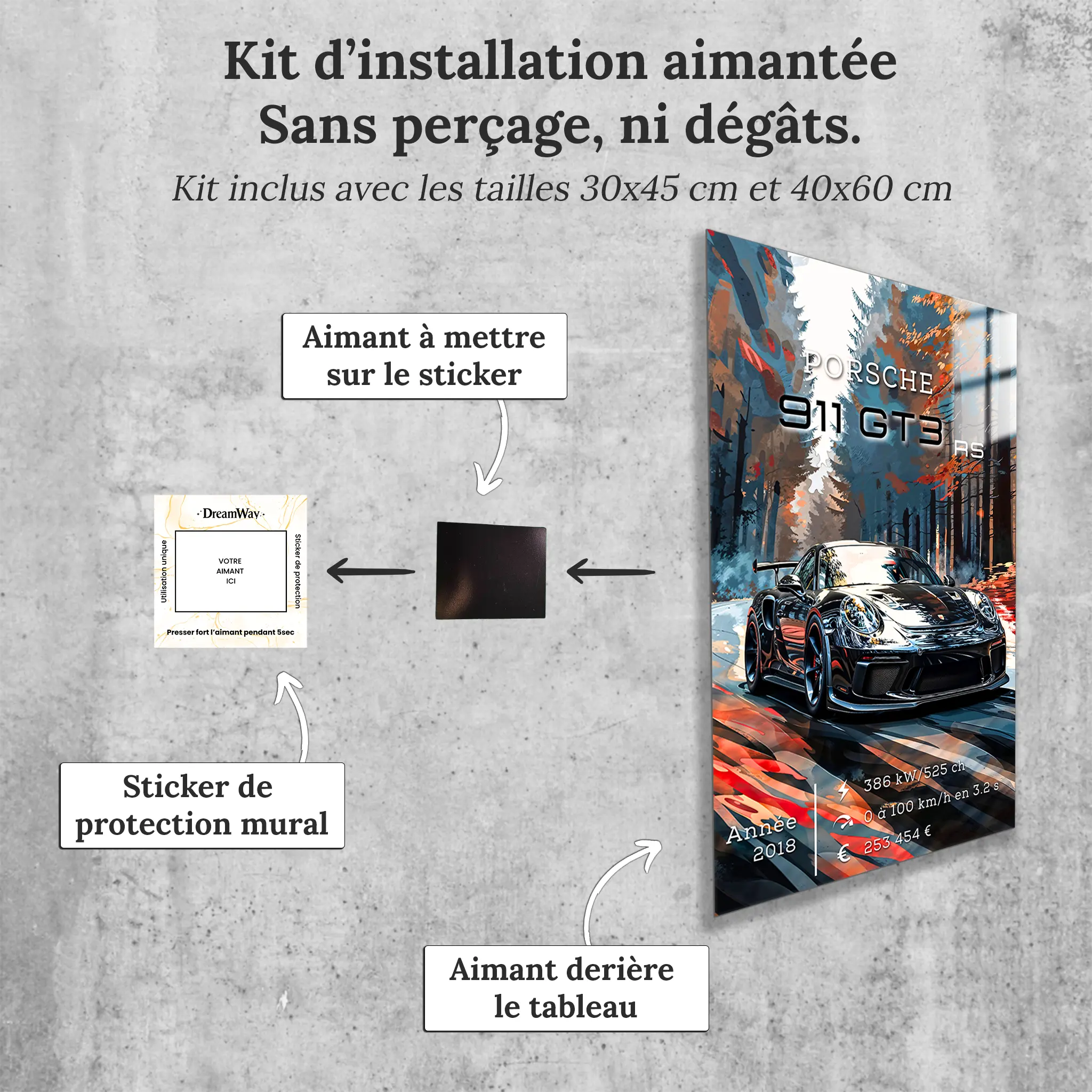 Tableau-Porsche-911-GT3-RS-avec-installation-aimantee | DreamWay