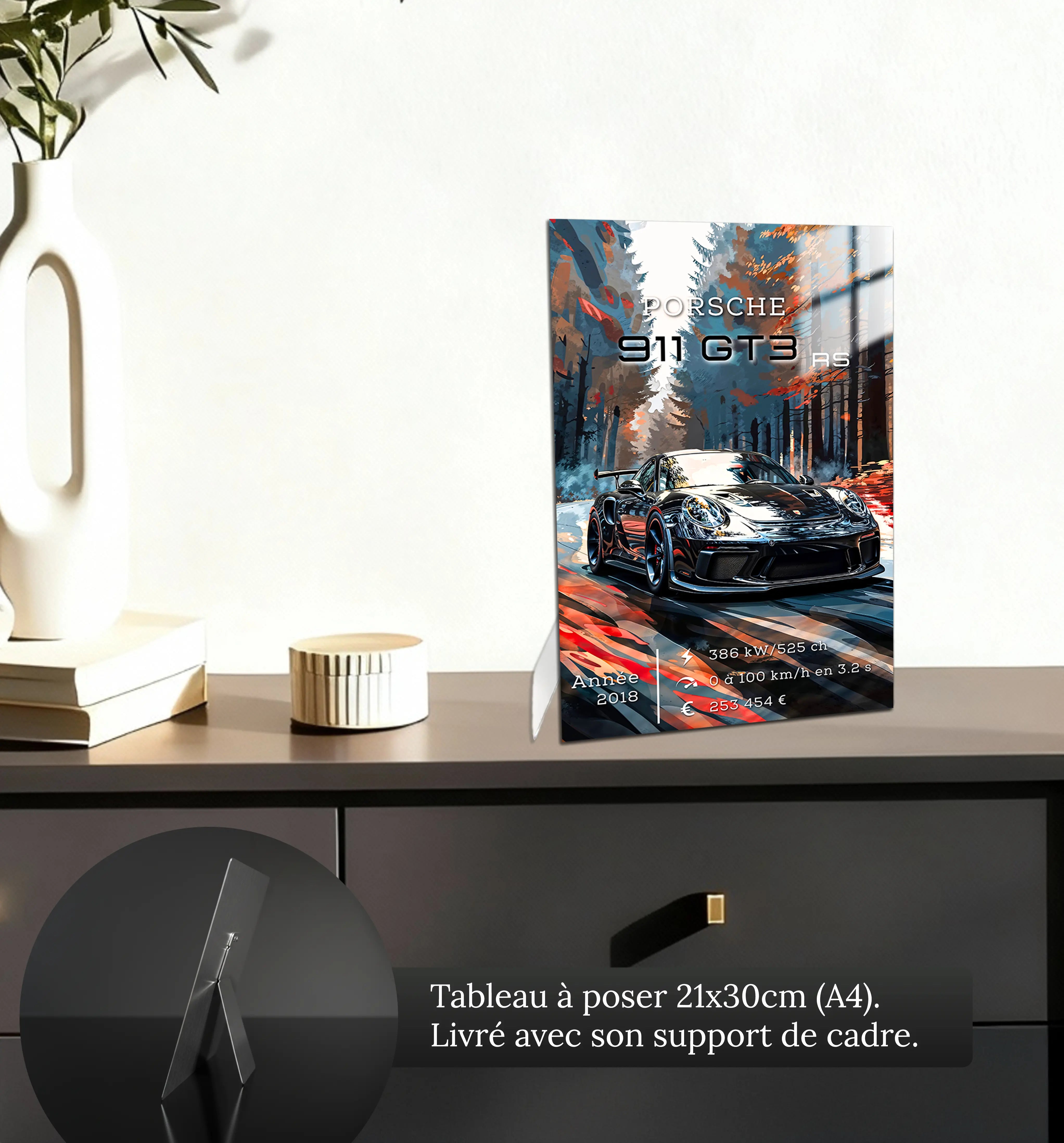 Tableau-Porsche-911-GT3-RS-petit-format-a-poser-sur-meuble | DreamWay