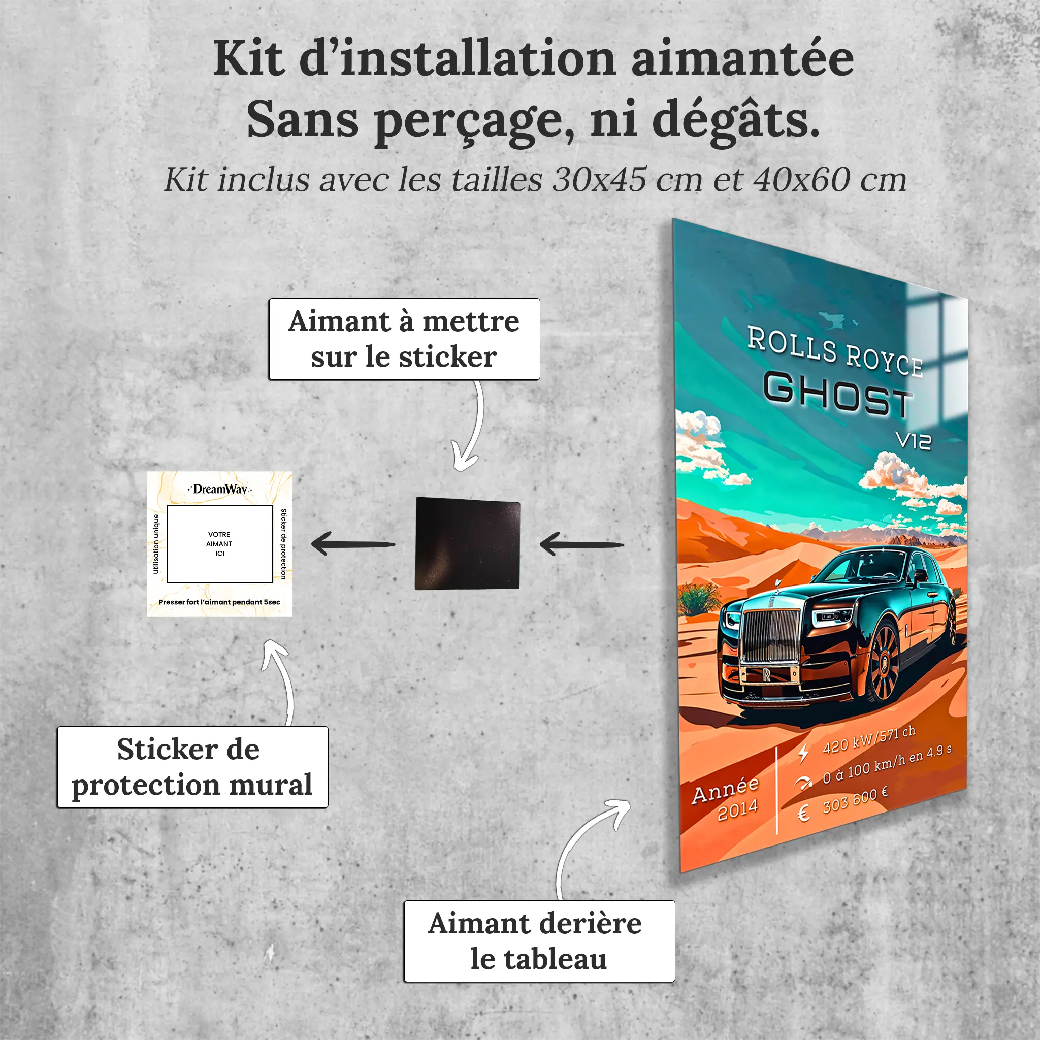 Tableau-Rolls-Royce-Ghost-V12-avec-installation-aimantee | DreamWay