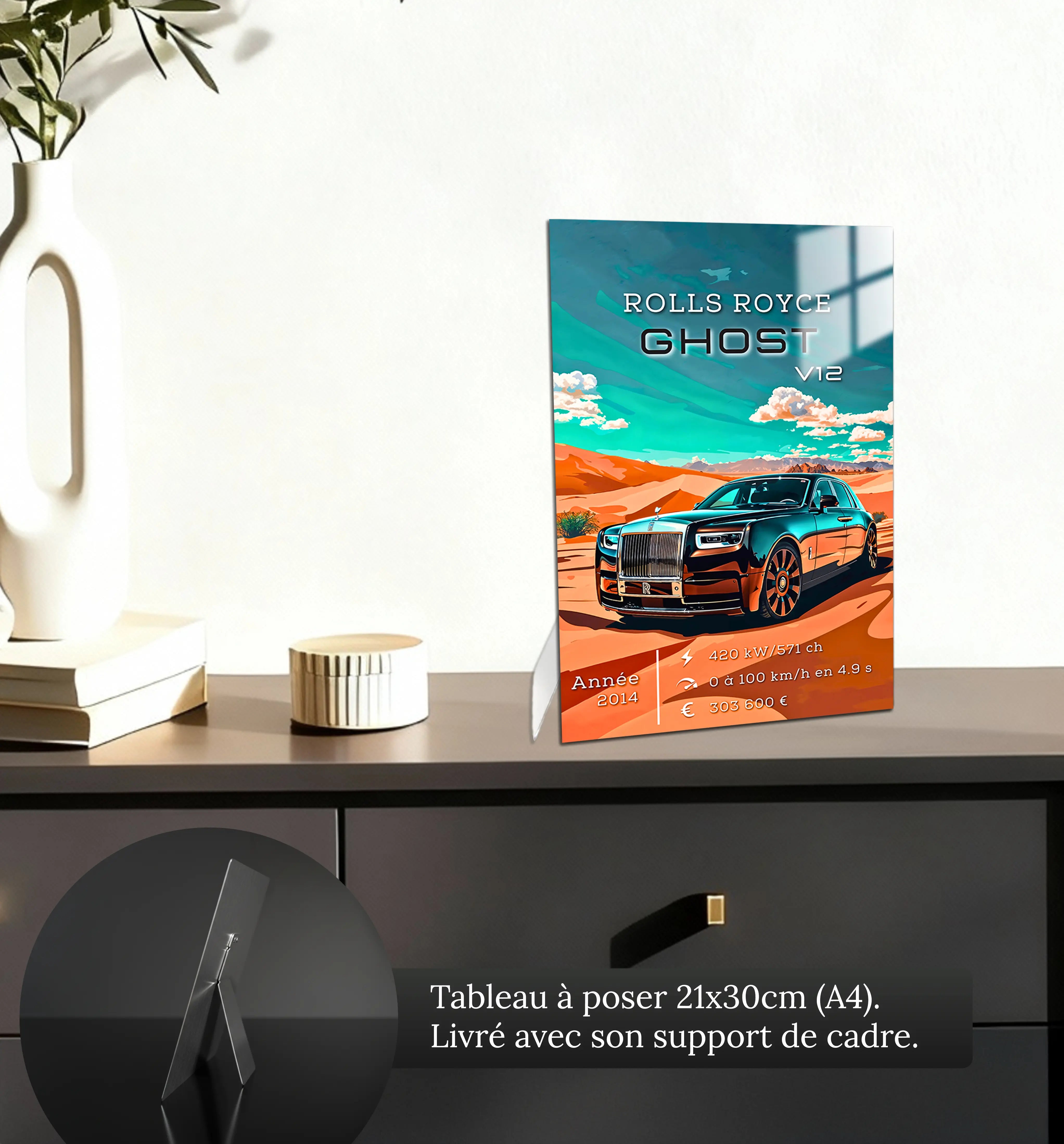 Tableau-Rolls-Royce-Ghost-V12-petit-format-a-poser-sur-meuble | DreamWay