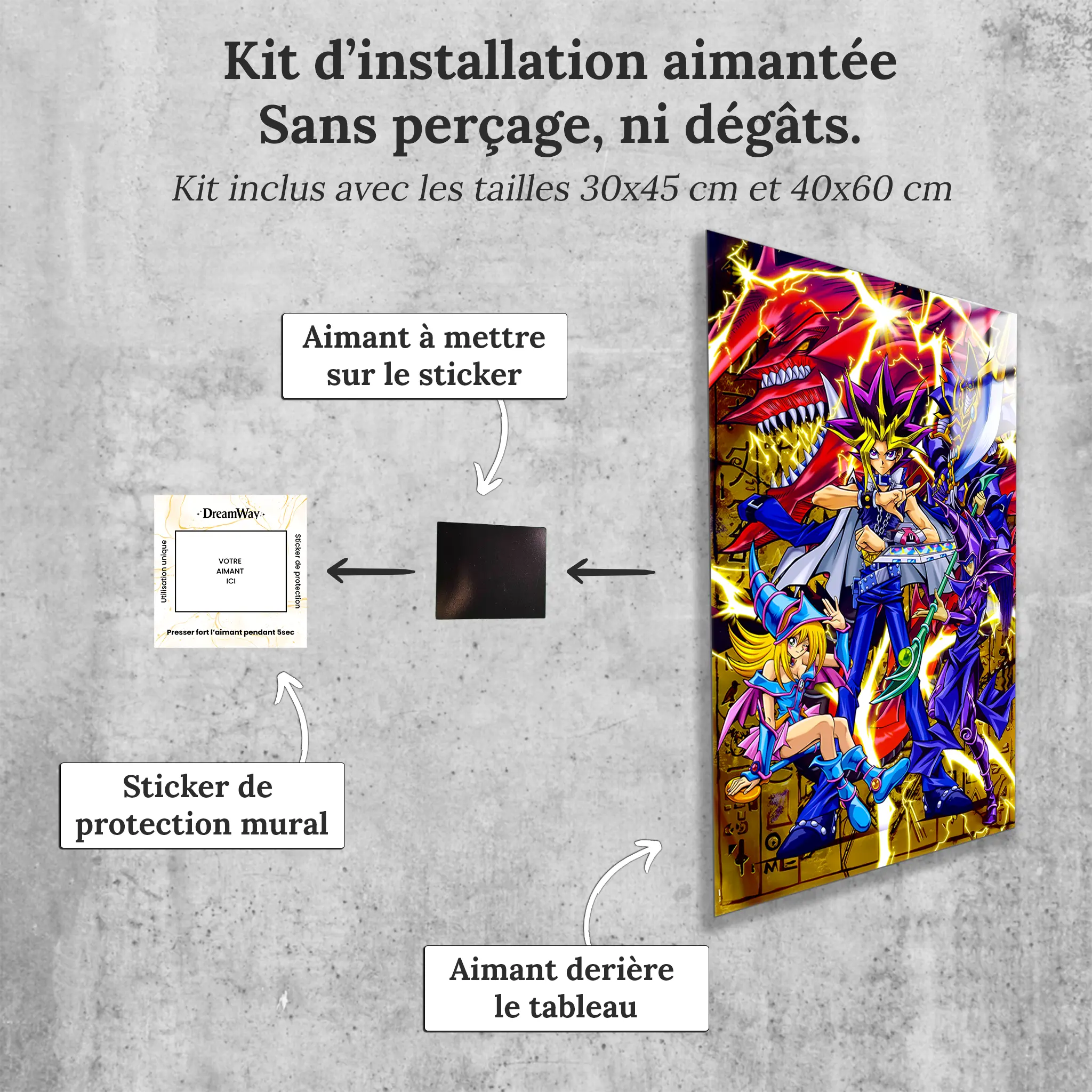 Tableau-Yu-Gi-Oh-et-ses-monstres-avec-installation-aimantee | DreamWay