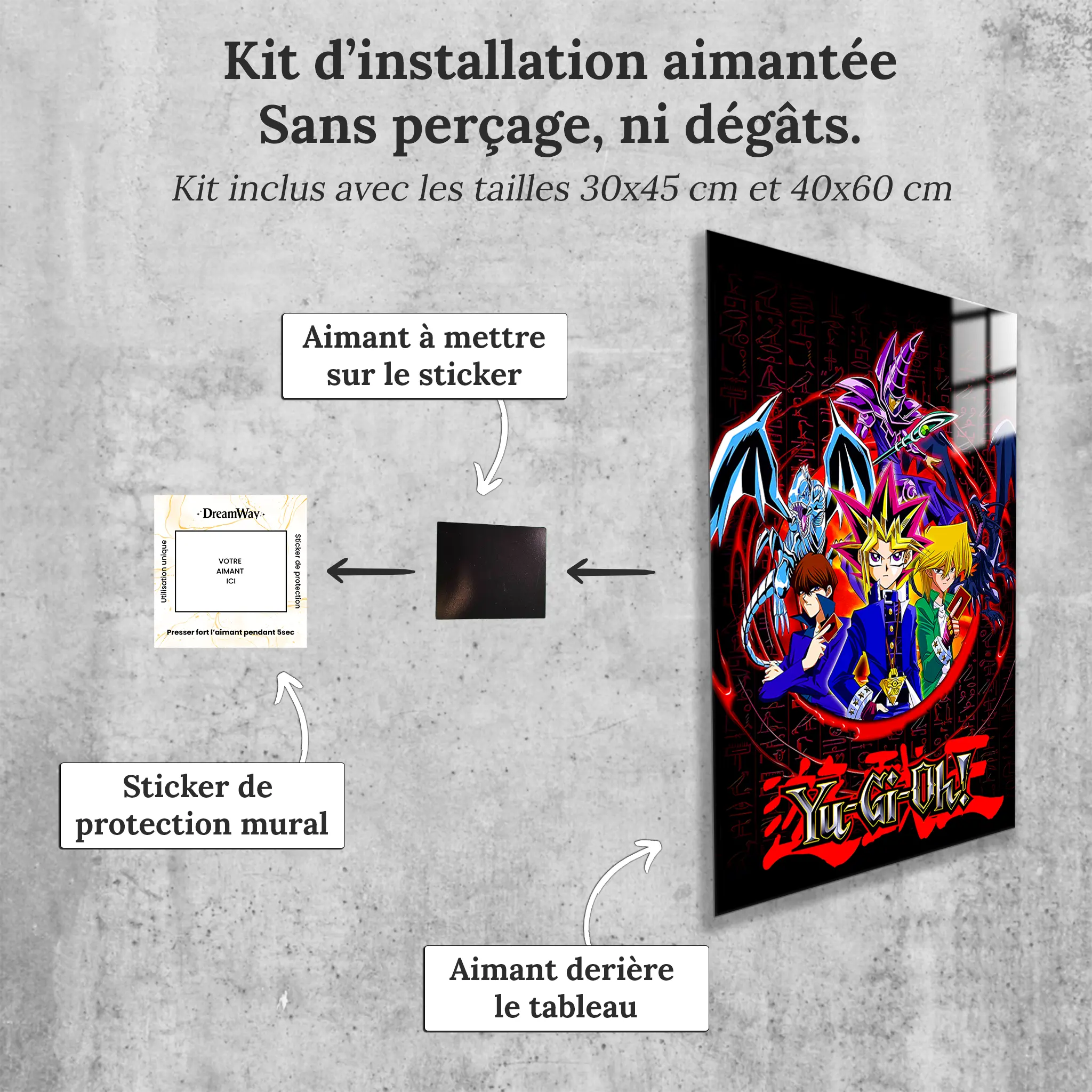 Tableau-Yu-Gi-Oh-joey-et-kaiba-avec-installation-aimantee | DreamWay