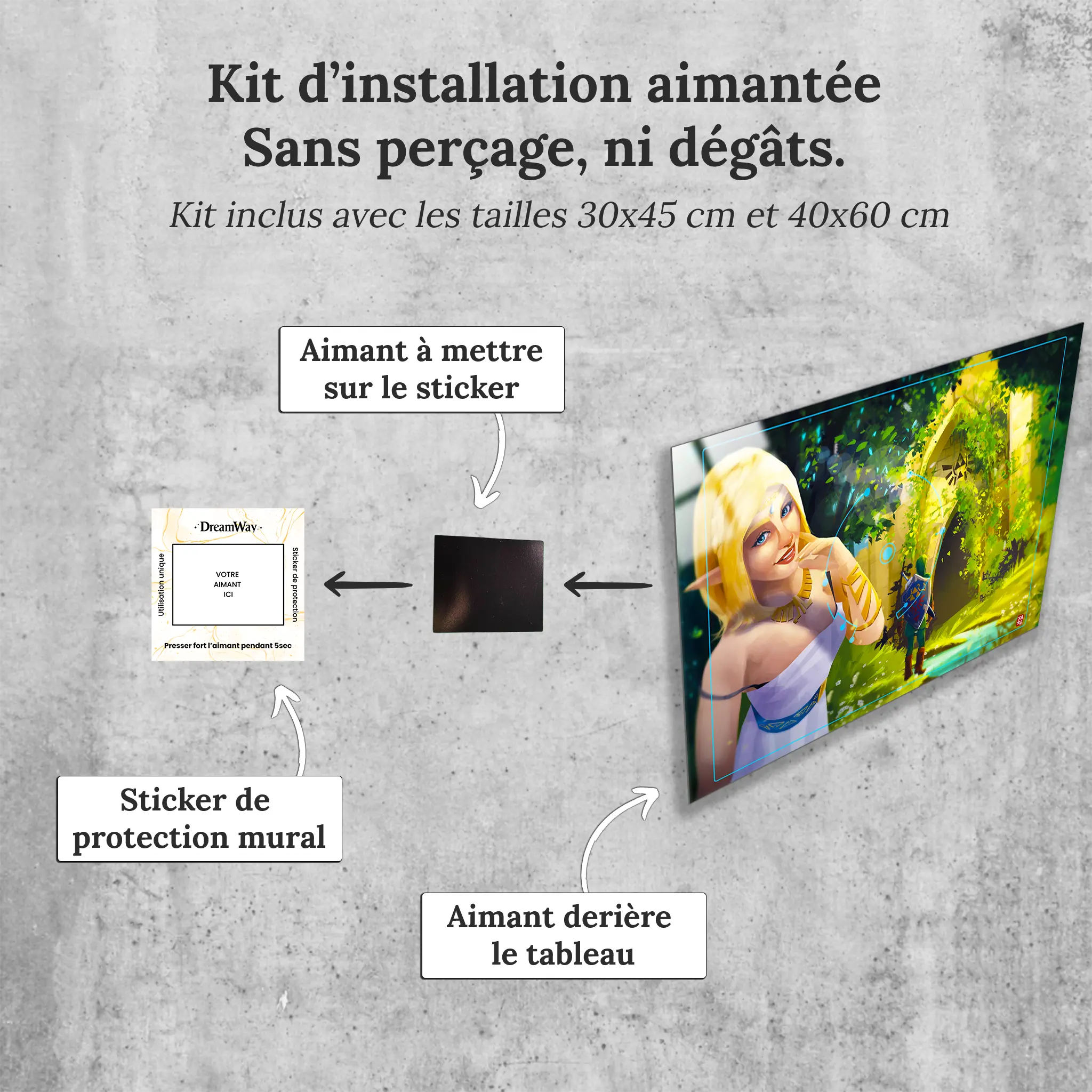 Tableau-Zelda-et-link-en-photo-avec-installation-aimantee | DreamWay