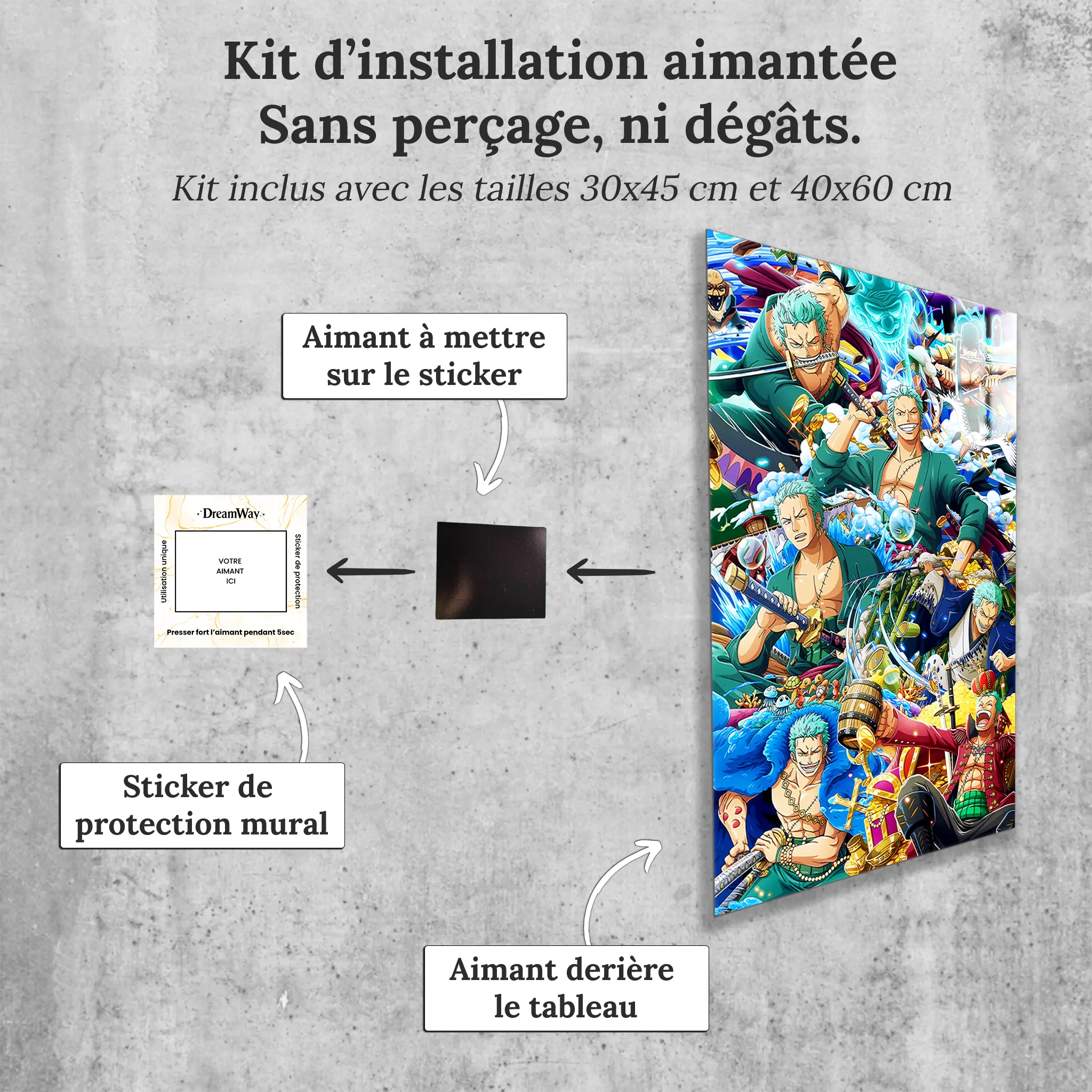 Tableau-Zoro-le-heros-avec-installation-aimantee | DreamWay