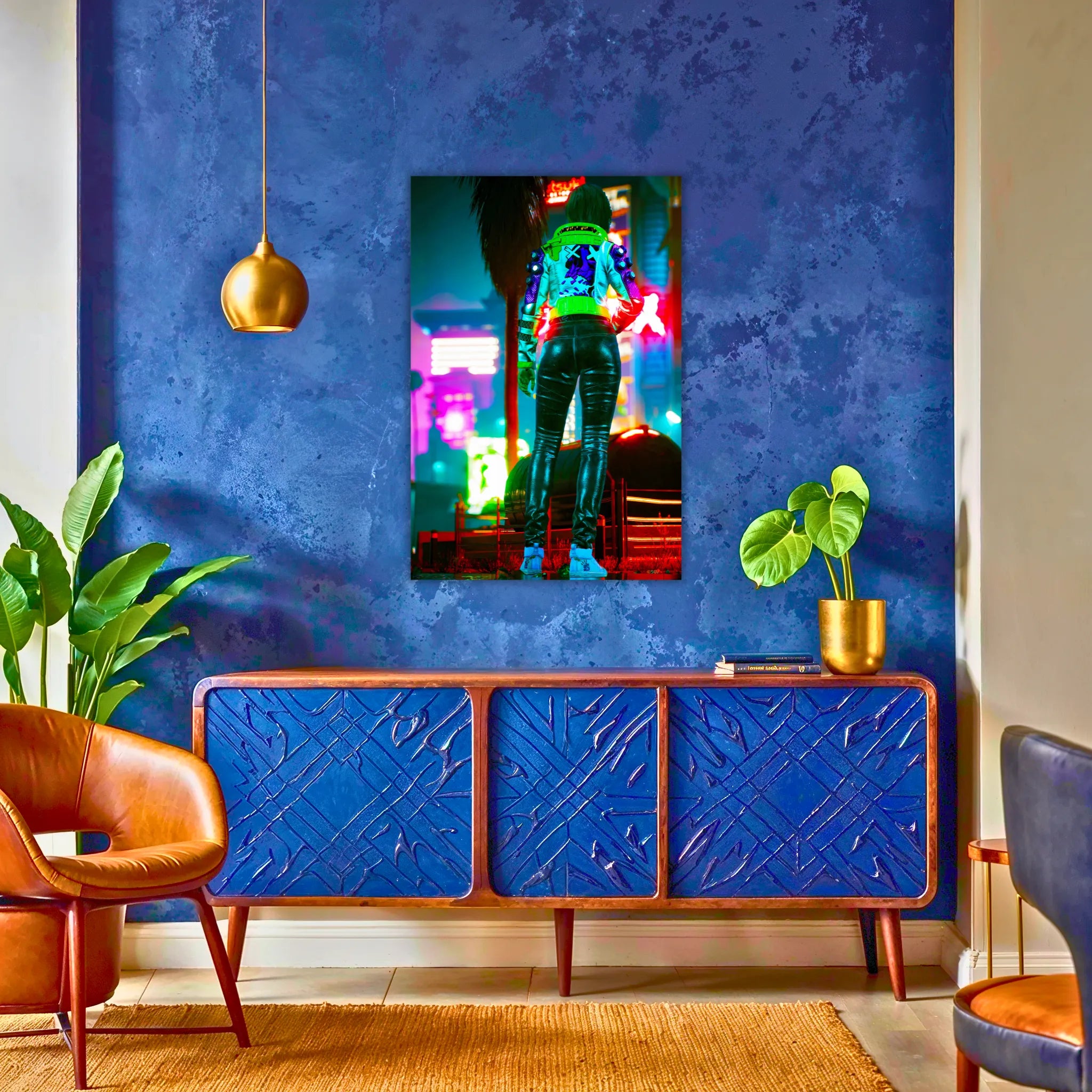 Tableau-bienvenue-a-cyberpunk-au-dessus-du-buffet | DreamWay