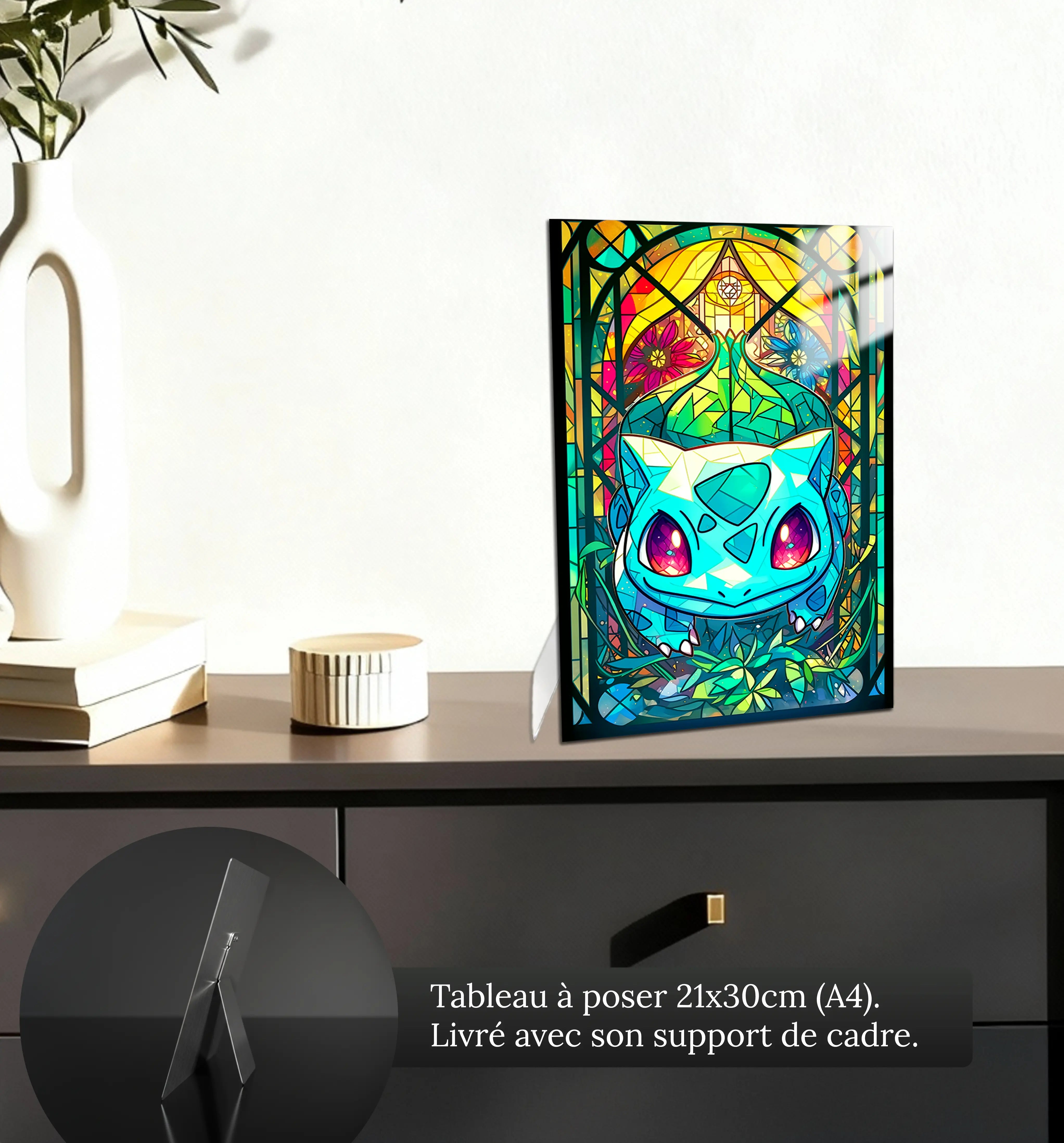 Tableau-bulbizarre-vitrail-petit-format-a-poser-sur-meuble | DreamWay