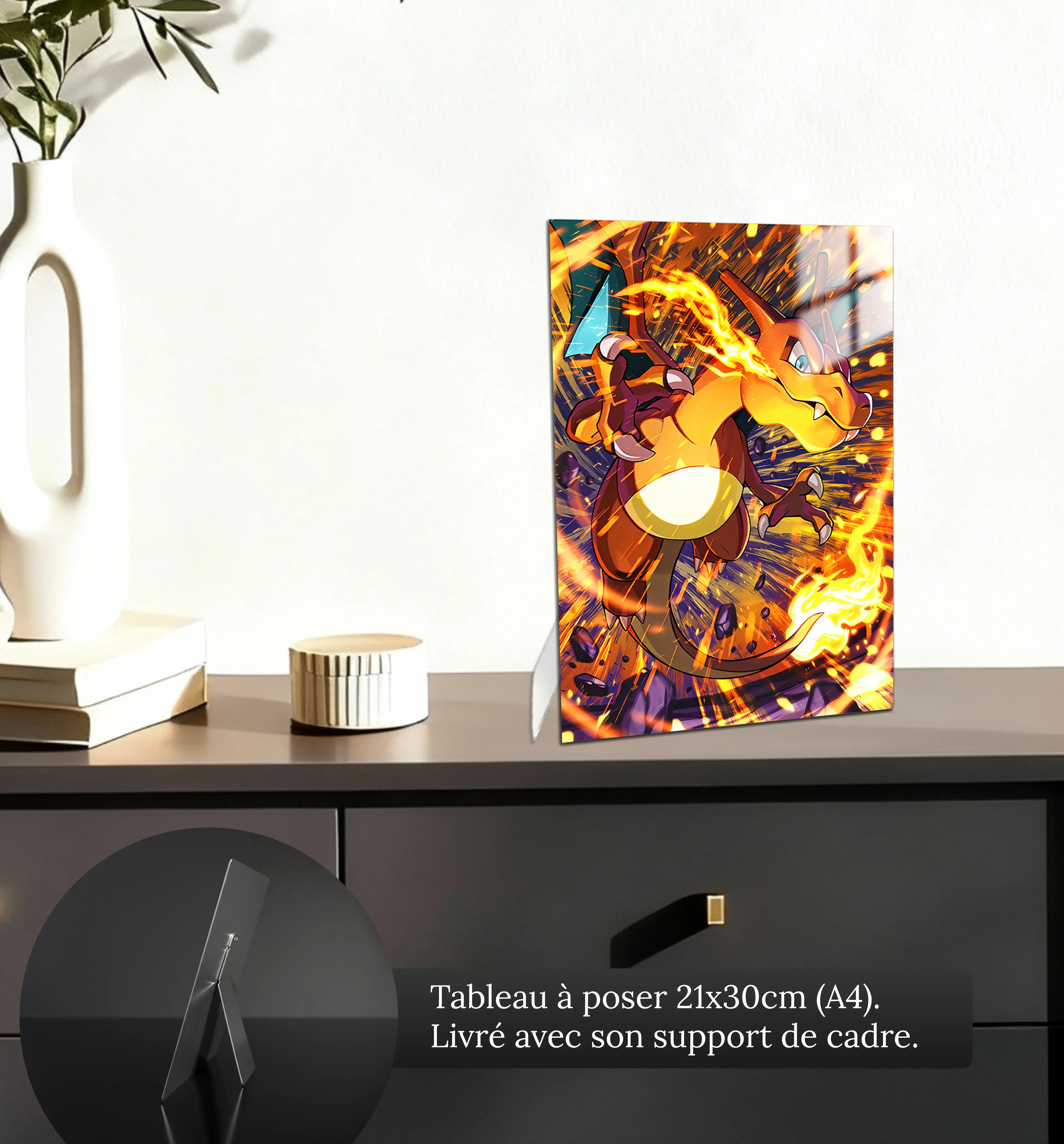 Tableau-dracaufeu-flamme-eternel-petit-format-a-poser-sur-meuble | DreamWay