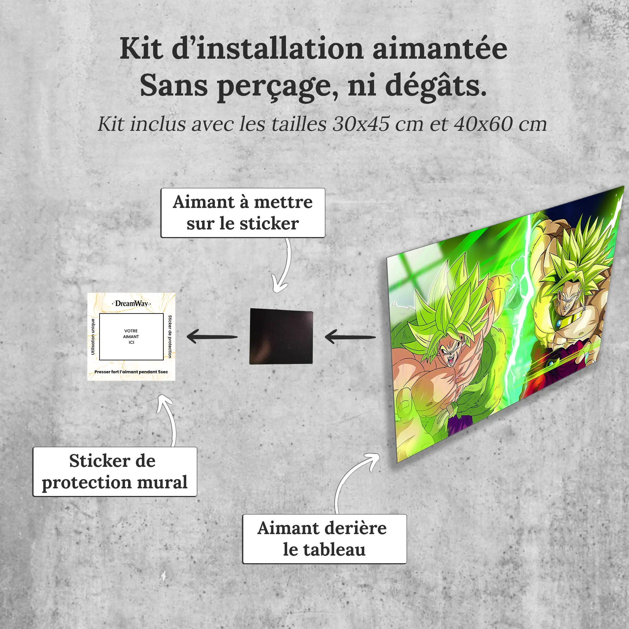 Tableau-dragon-ball-broly-avec-installation-aimantee | DreamWay