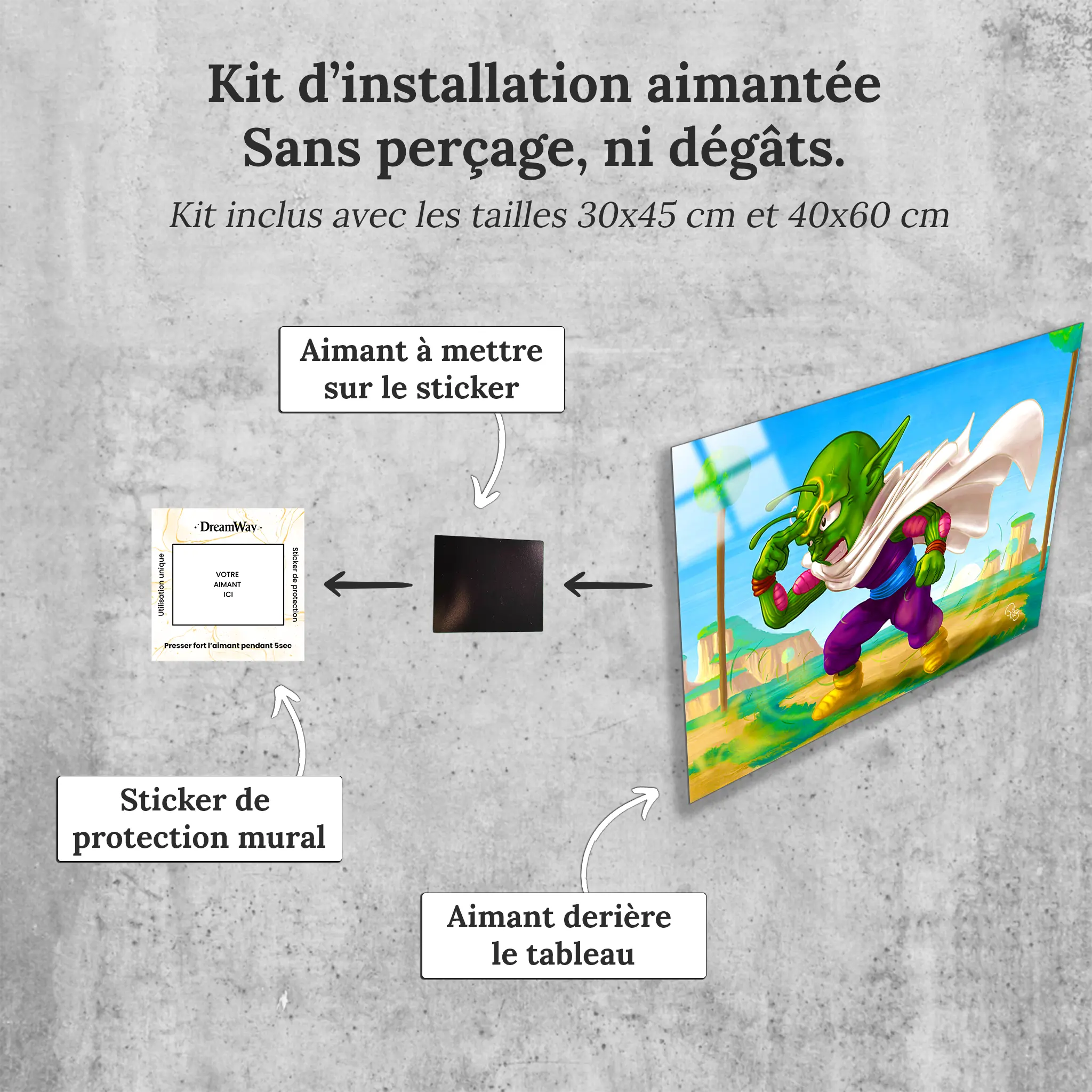 Tableau-dragon-ball-z-piccolo-cartoon-avec-installation-aimantee | DreamWay