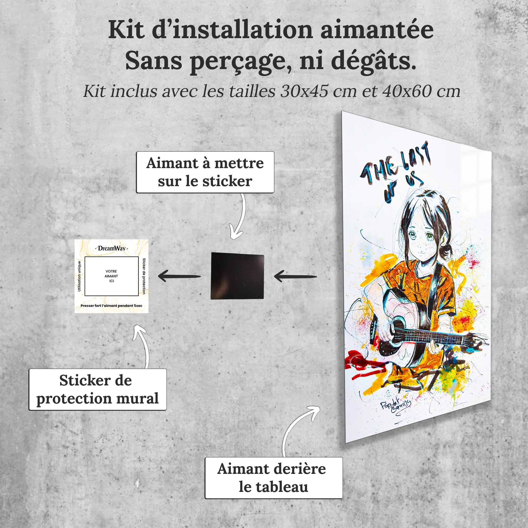 Tableau-ellie-enfant-pop-art-avec-installation-aimantee | DreamWay