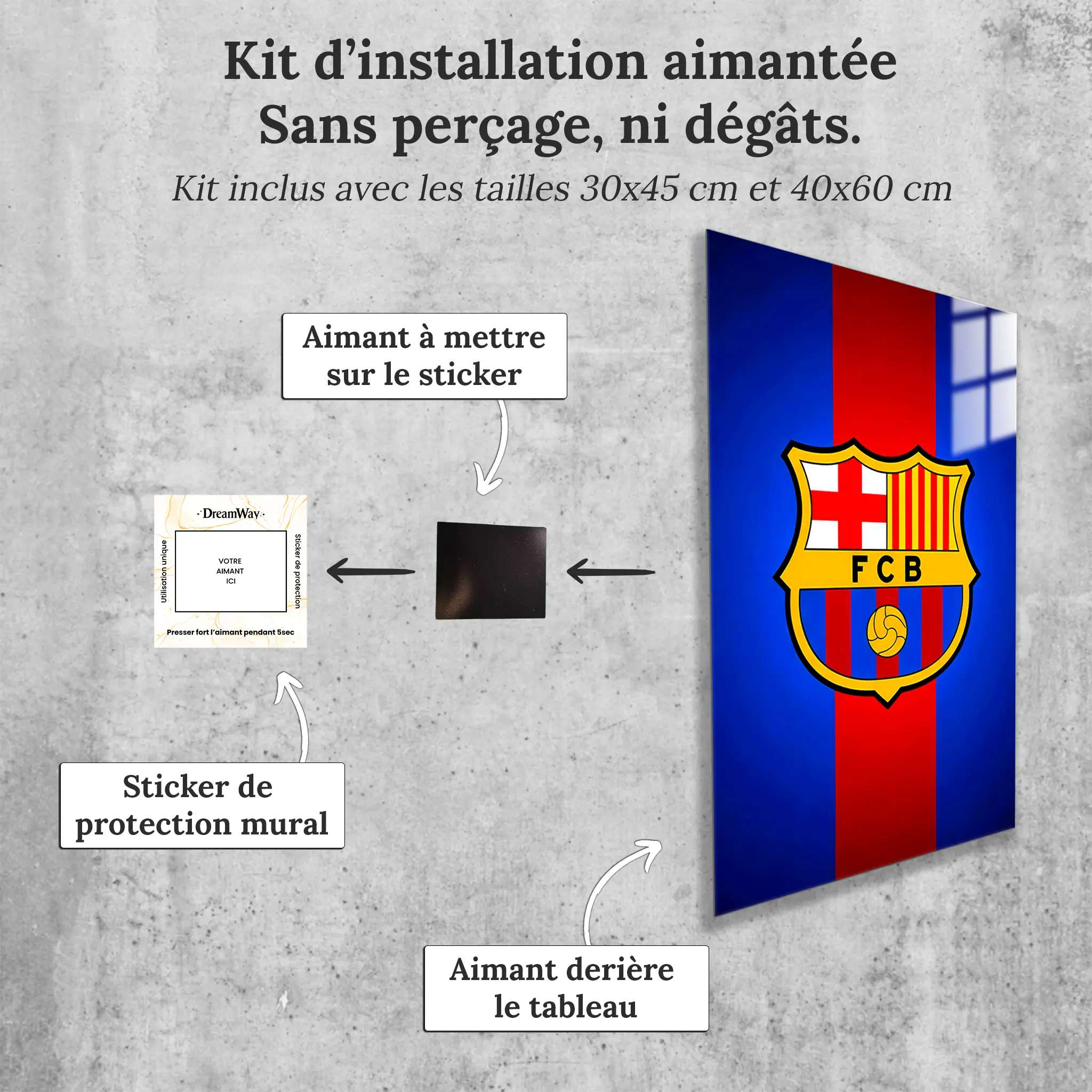 Tableau-fc-barcelone-club-avec-installation-aimantee | DreamWay