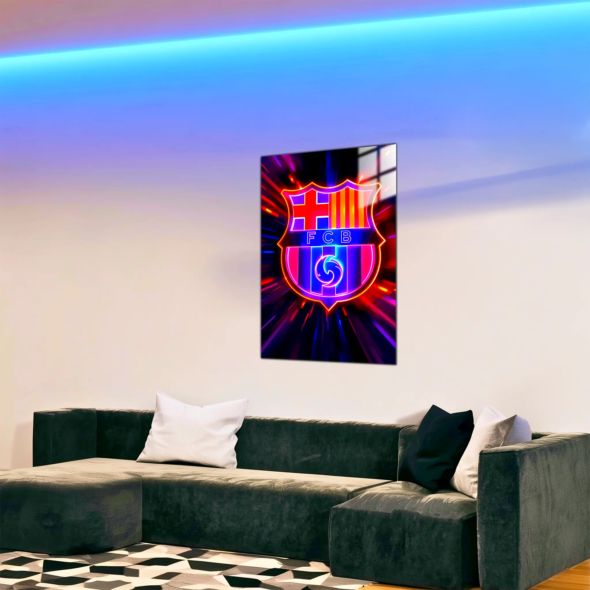Tableau-fc-barcelone-colore-dans-le-salon | DreamWay