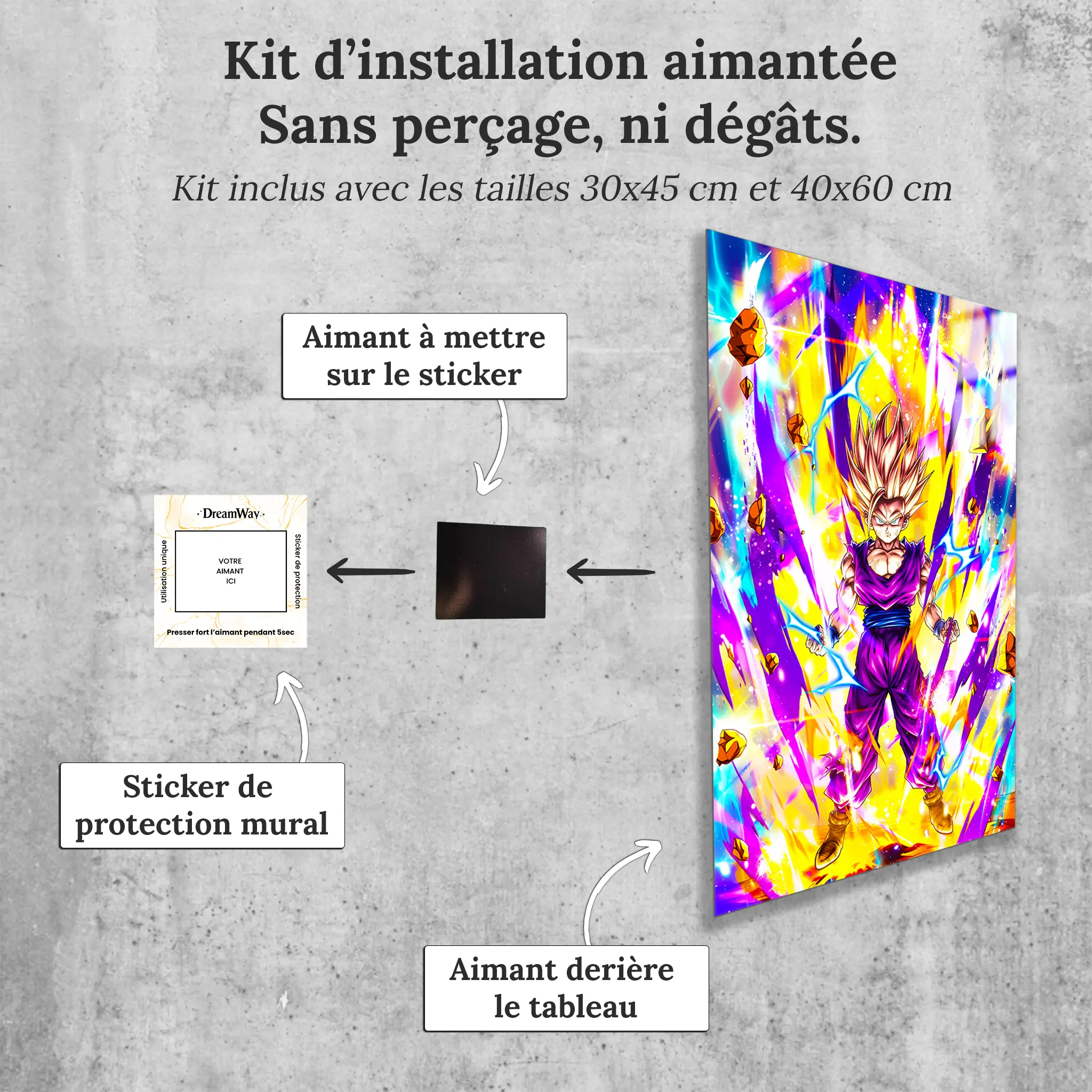 Tableau-gohan-ssj2-avec-installation-aimantee | DreamWay