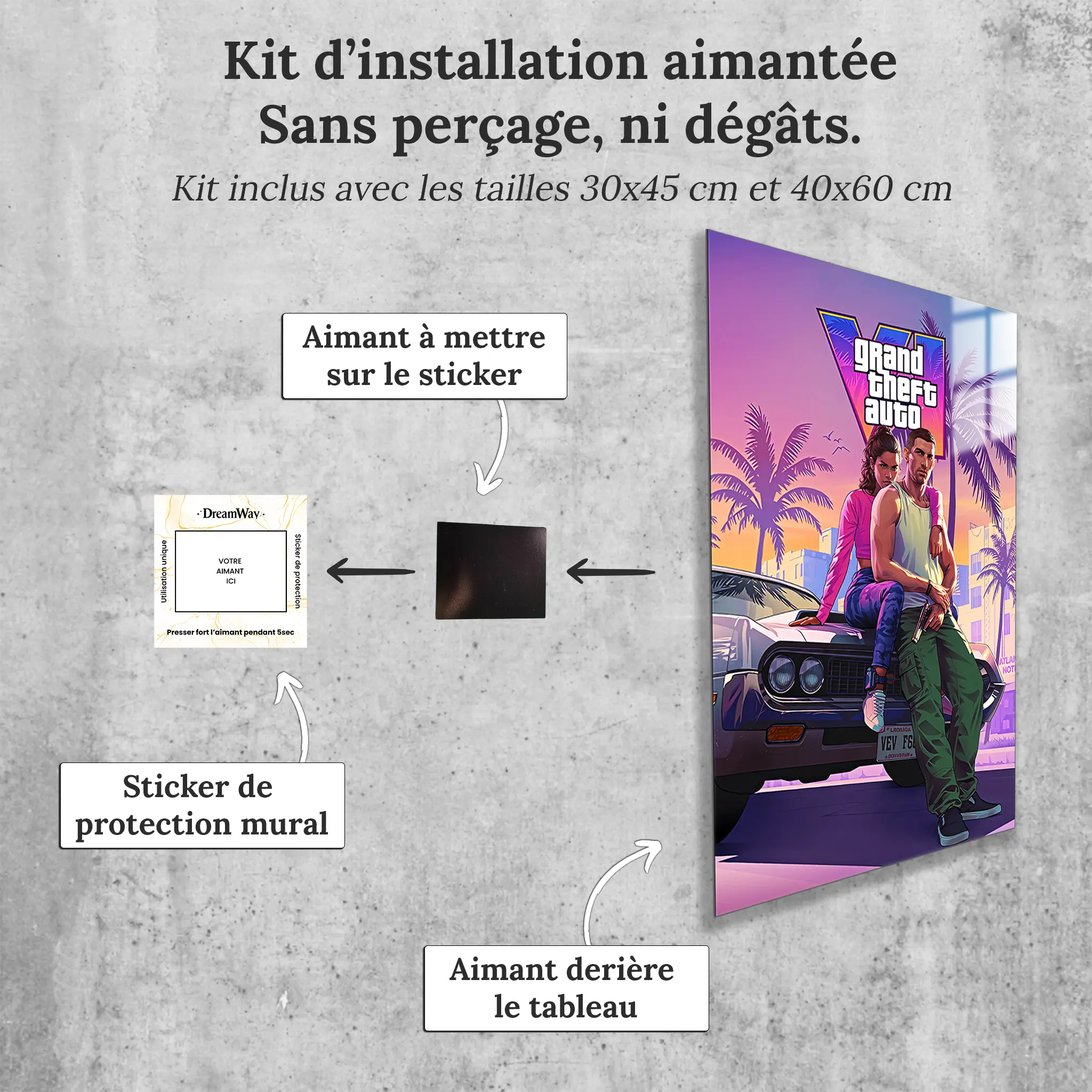 Tableau-gta-6-affiche-avec-installation-aimantee | DreamWay