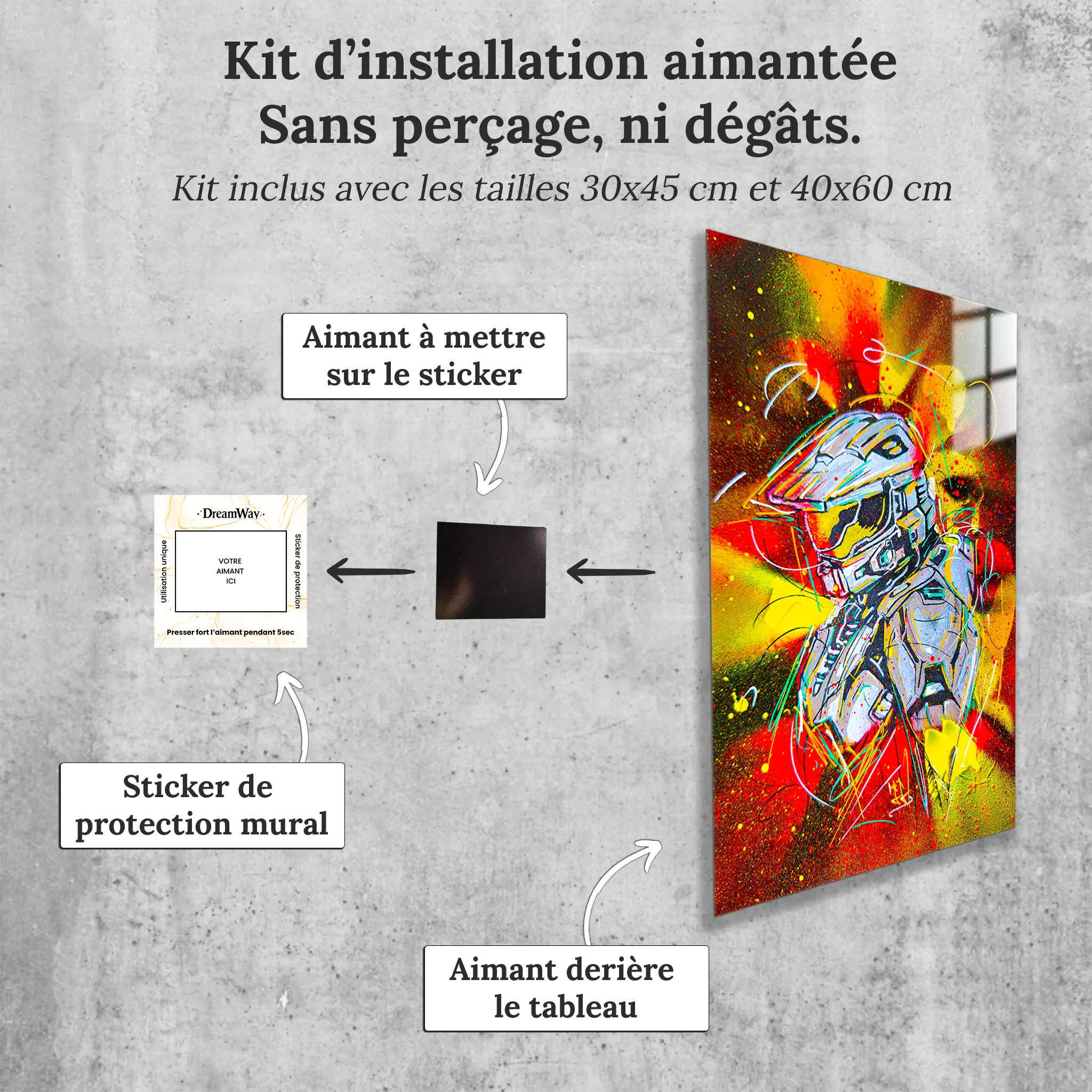 Tableau-halo-pop-art-avec-installation-aimantee | DreamWay