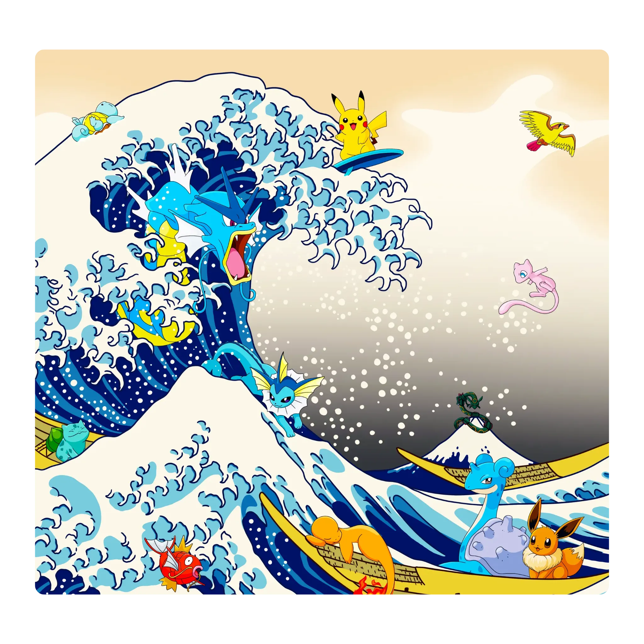 Tableau Poké Hokusai - Édition Ultra Limitée