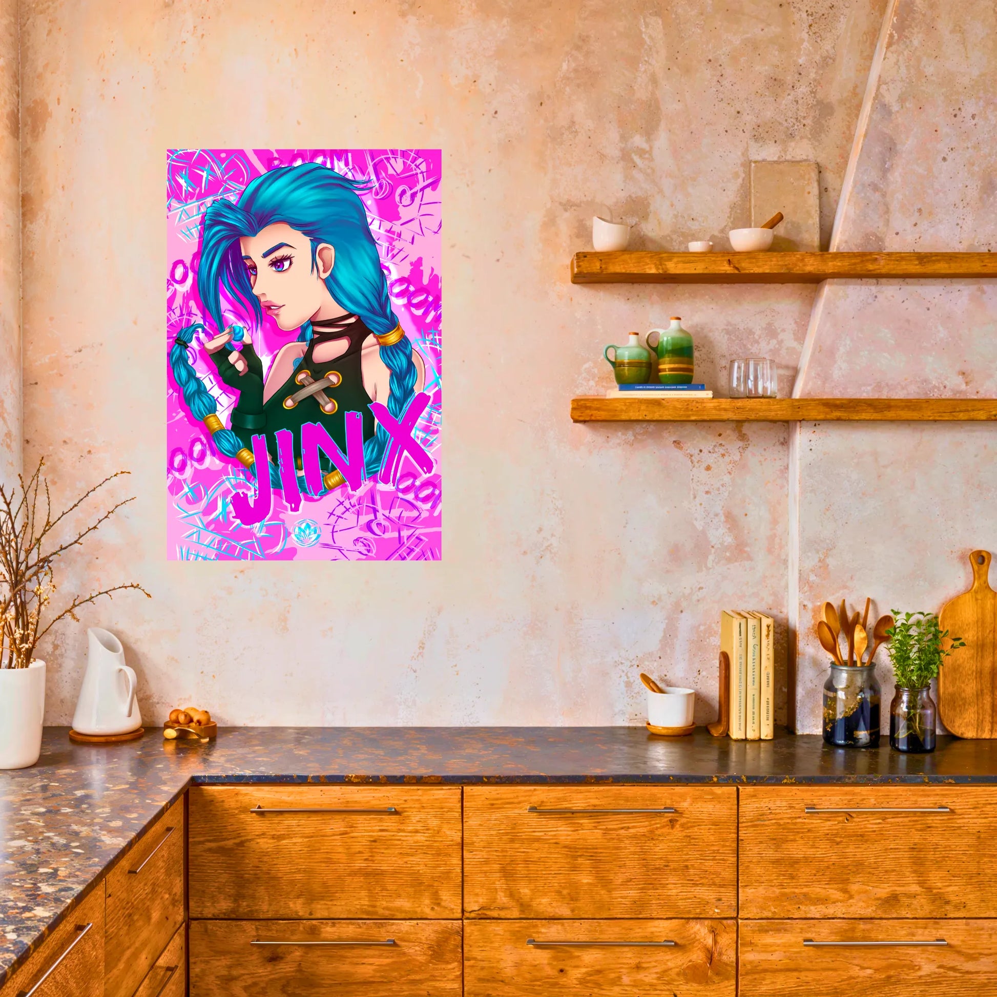 Tableau-jinx-graffiti-rose-dans-la-cuisine | DreamWay