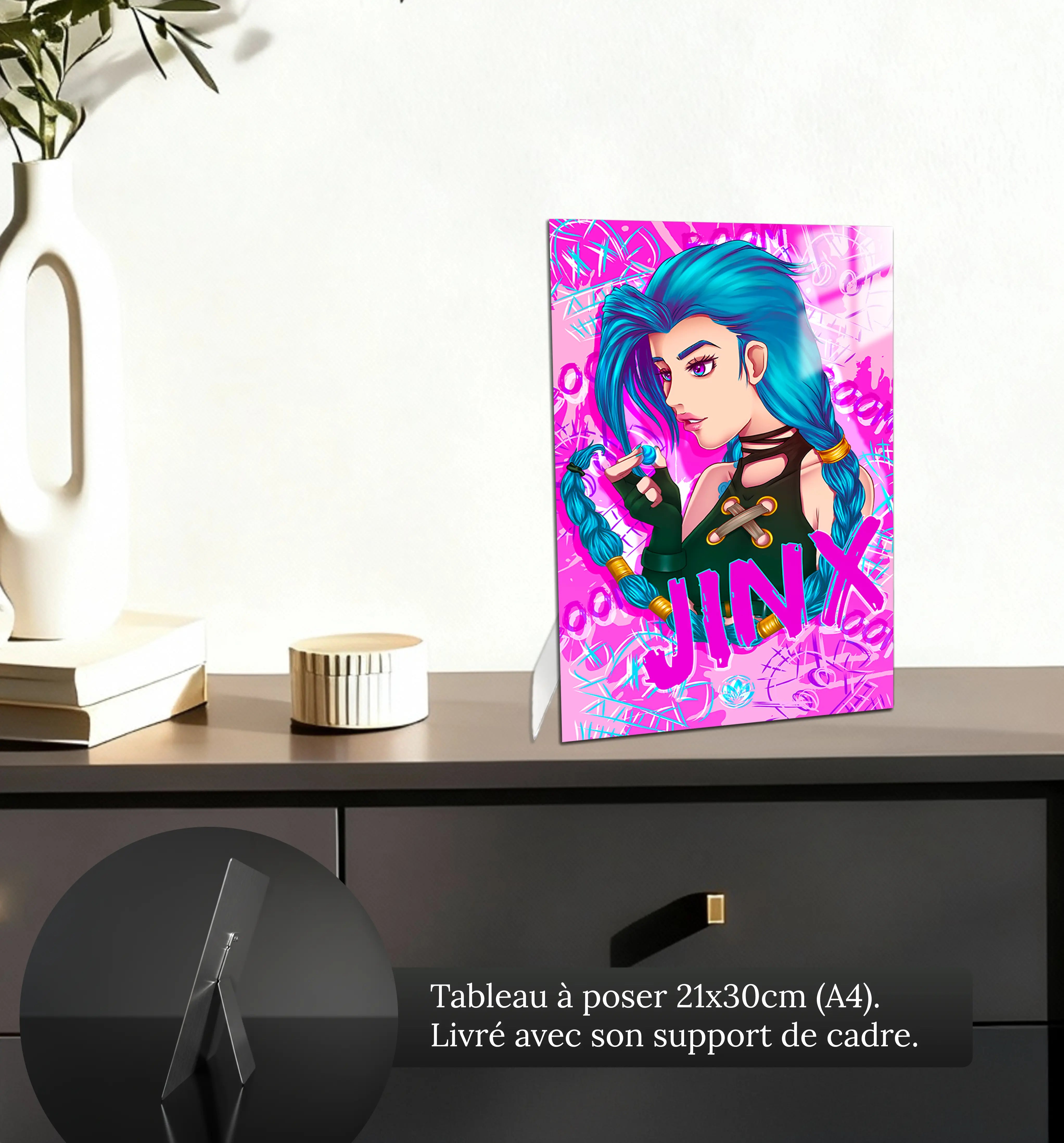 Tableau-jinx-graffiti-rose-petit-format-a-poser-sur-meuble | DreamWay
