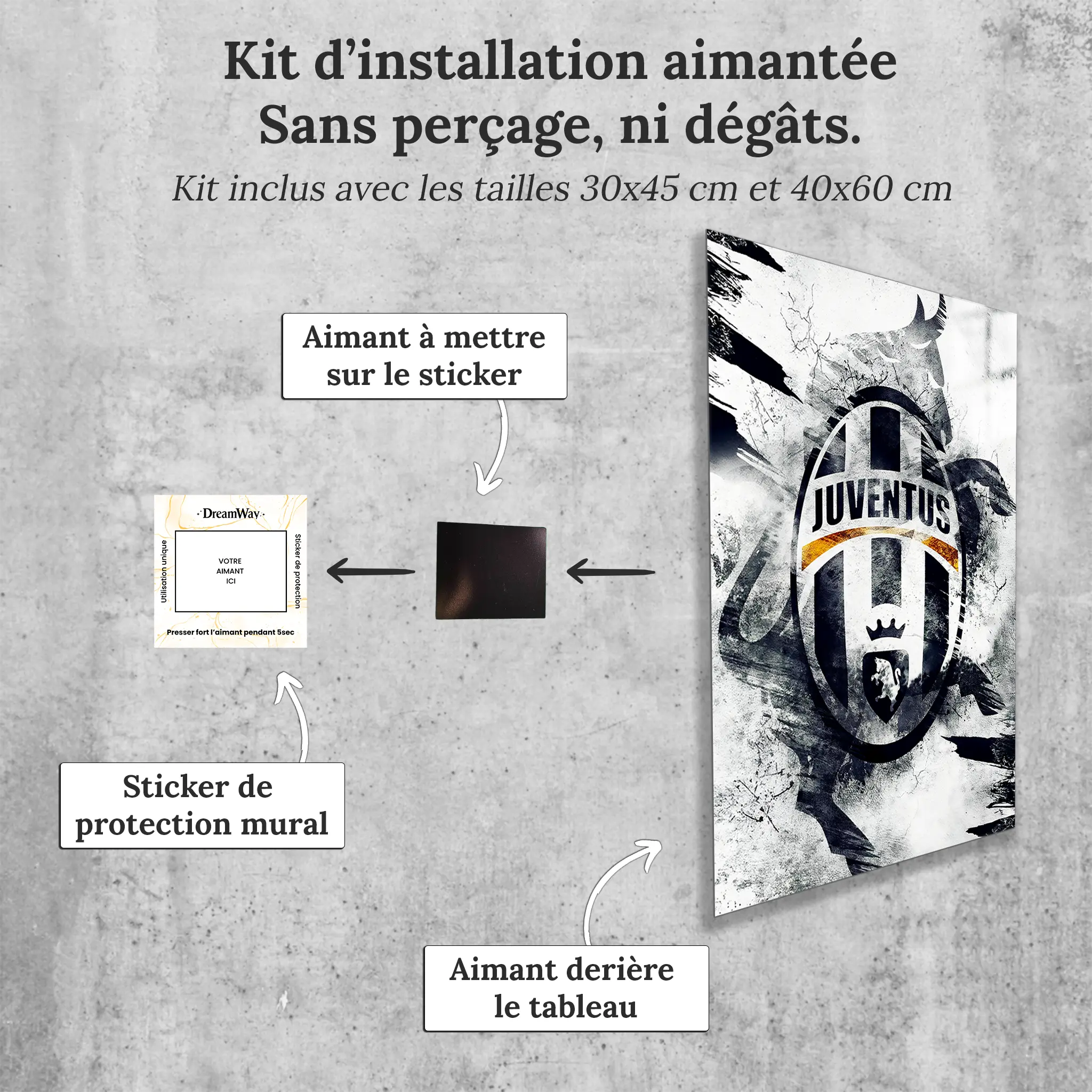 Tableau-juventus-club-avec-installation-aimantee | DreamWay