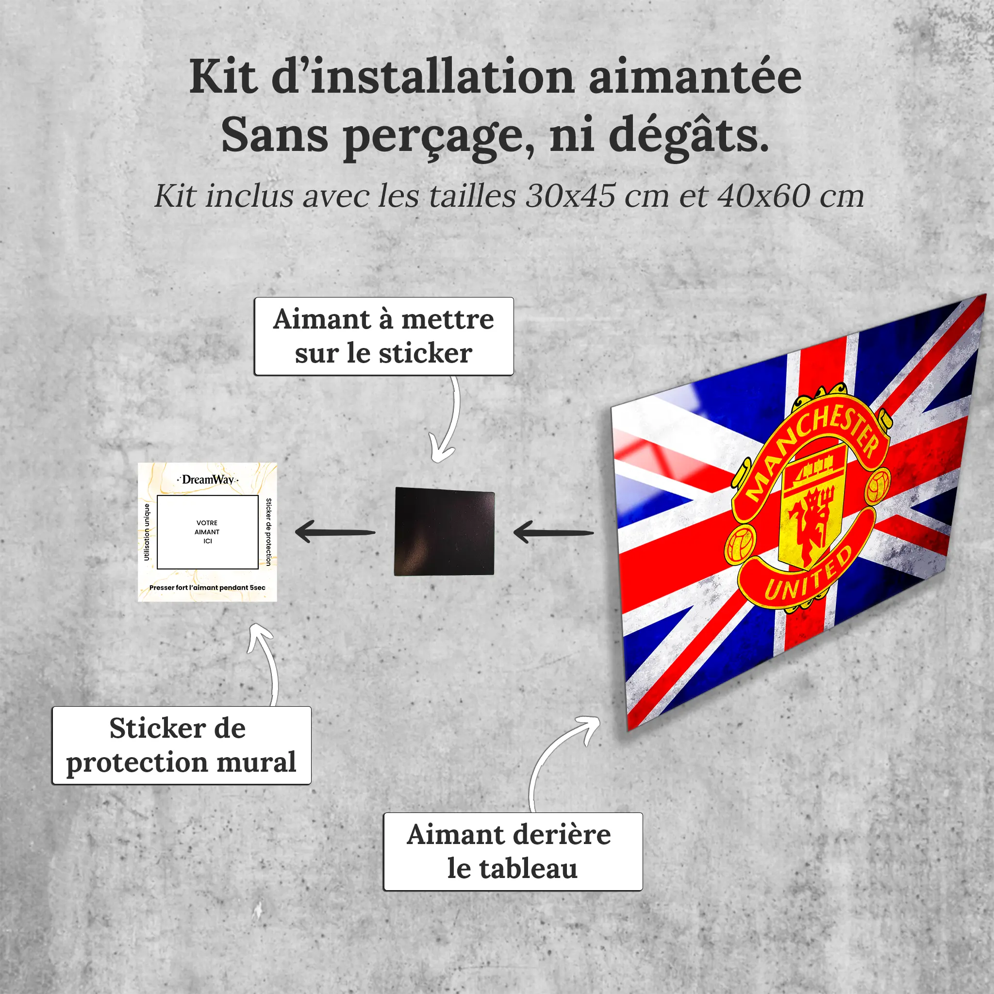 Tableau-manchester-united-angleterre-avec-installation-aimantee | DreamWay