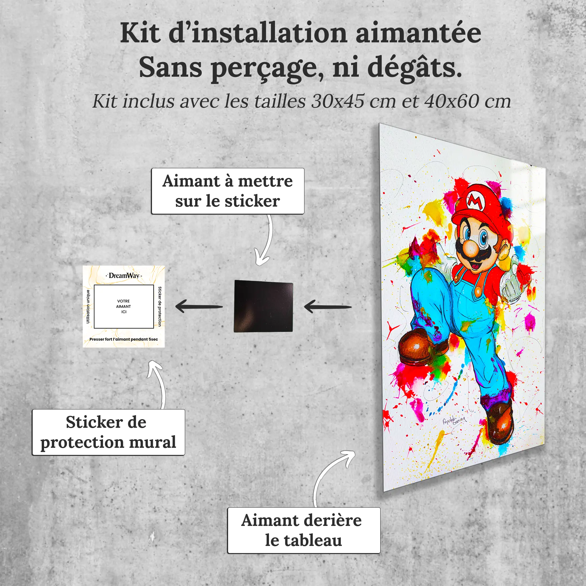 Tableau-mario-pop-art-avec-installation-aimantee | DreamWay