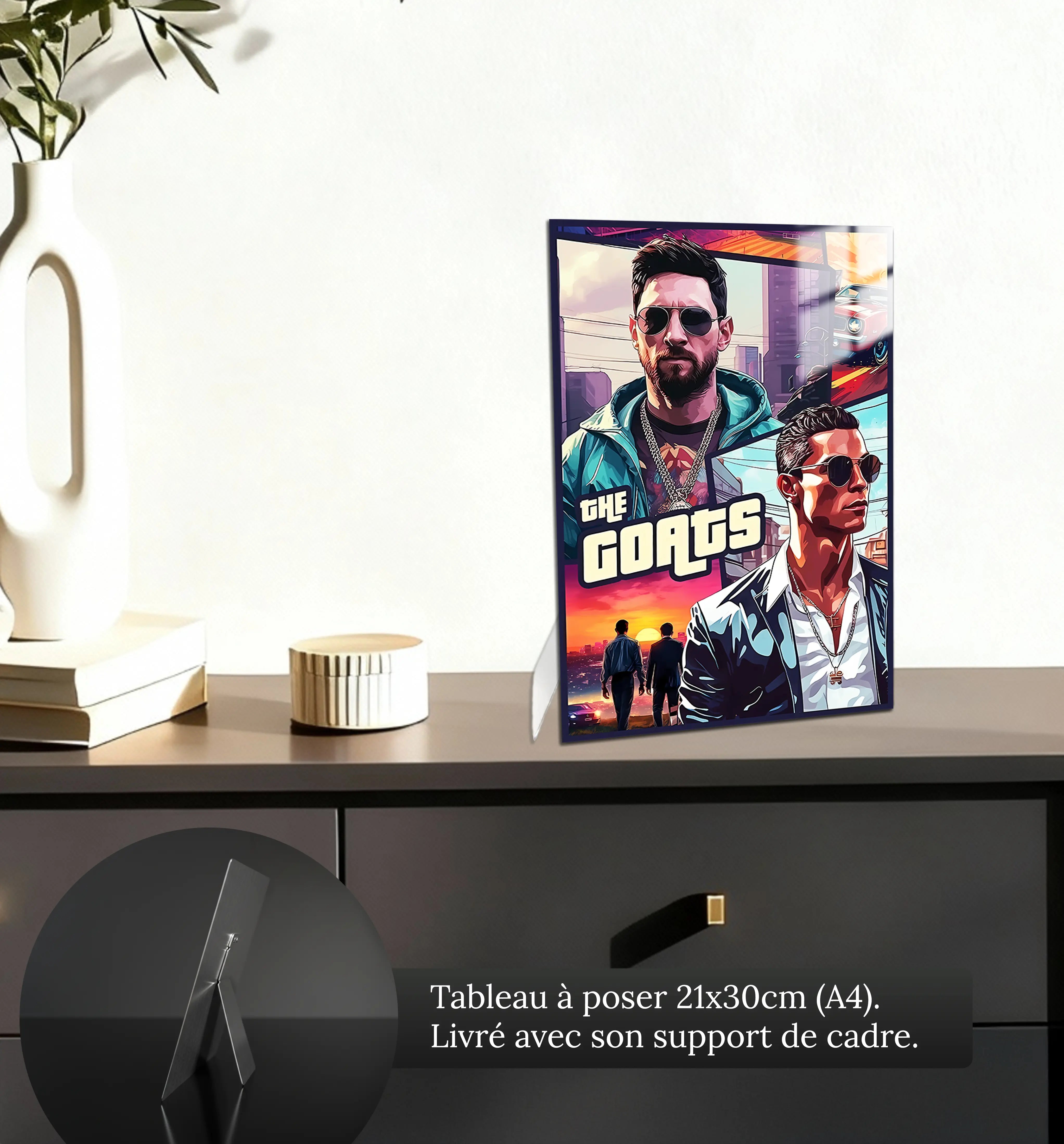 Tableau-messi-et-ronaldo-petit-format-a-poser-sur-meuble | DreamWay