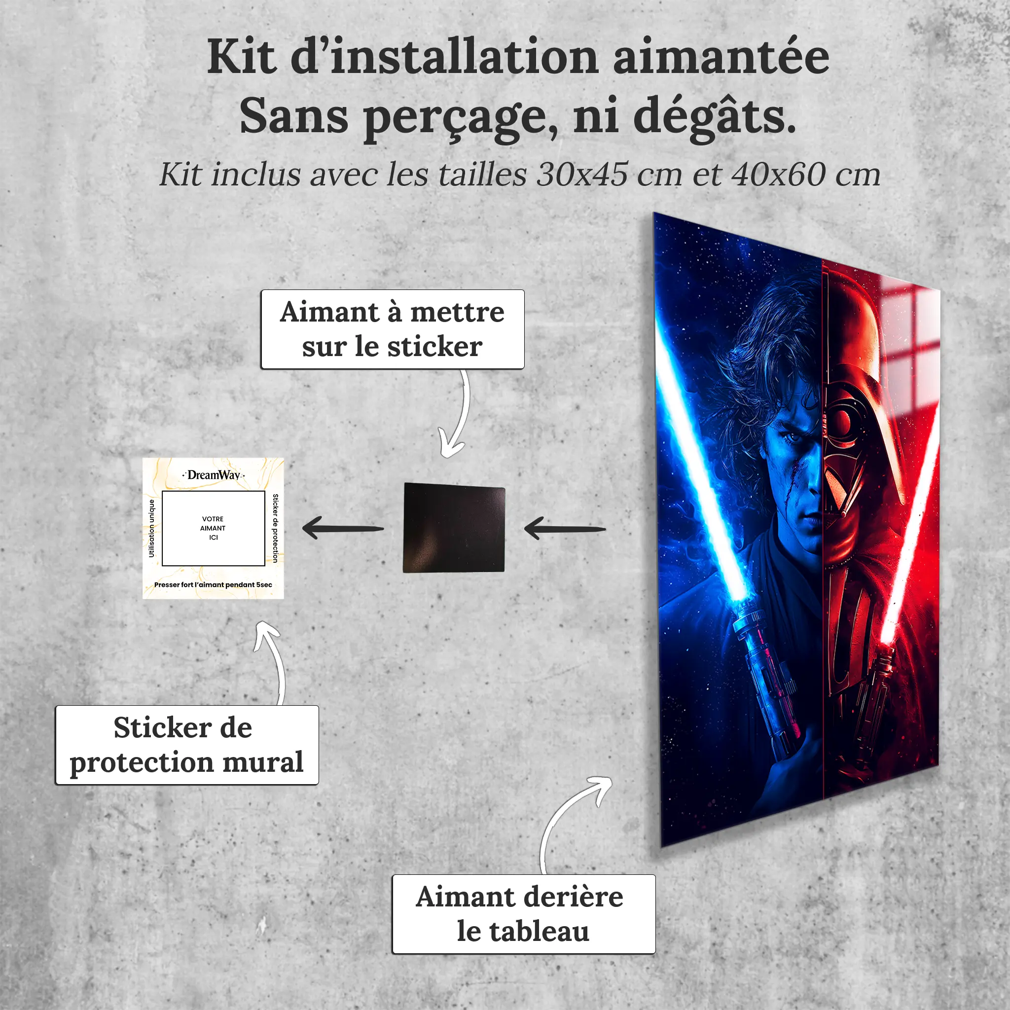 Tableau-mi-anakin-mi-dark-vador-avec-installation-aimantee | DreamWay