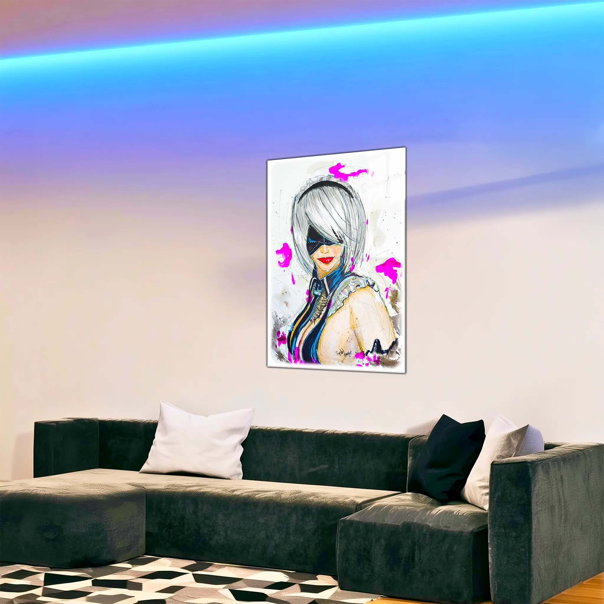 Tableau-nier-automata-pop-art-dans-le-salon | DreamWay