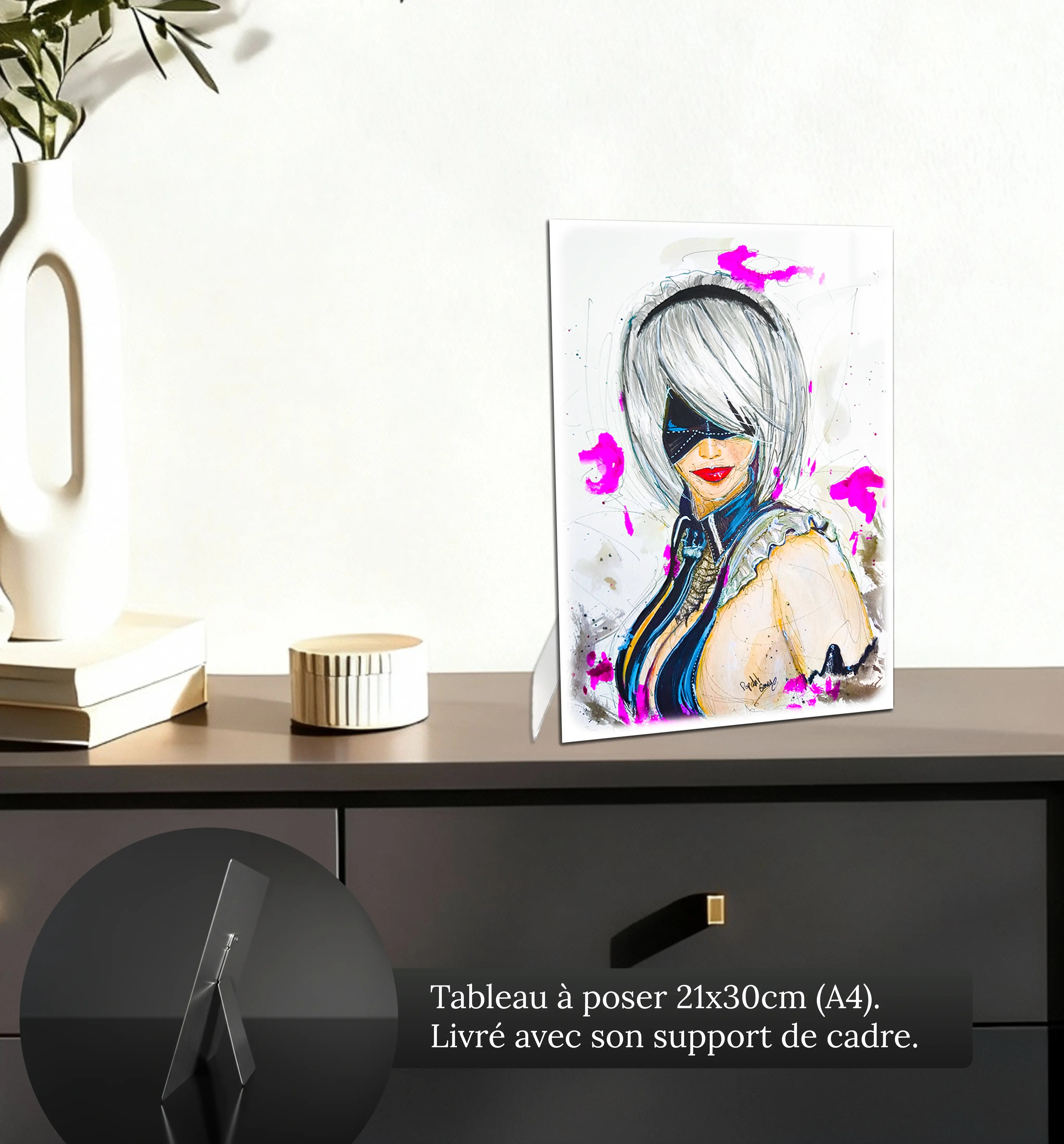 Tableau-nier-automata-pop-art-petit-format-a-poser-sur-meuble | DreamWay