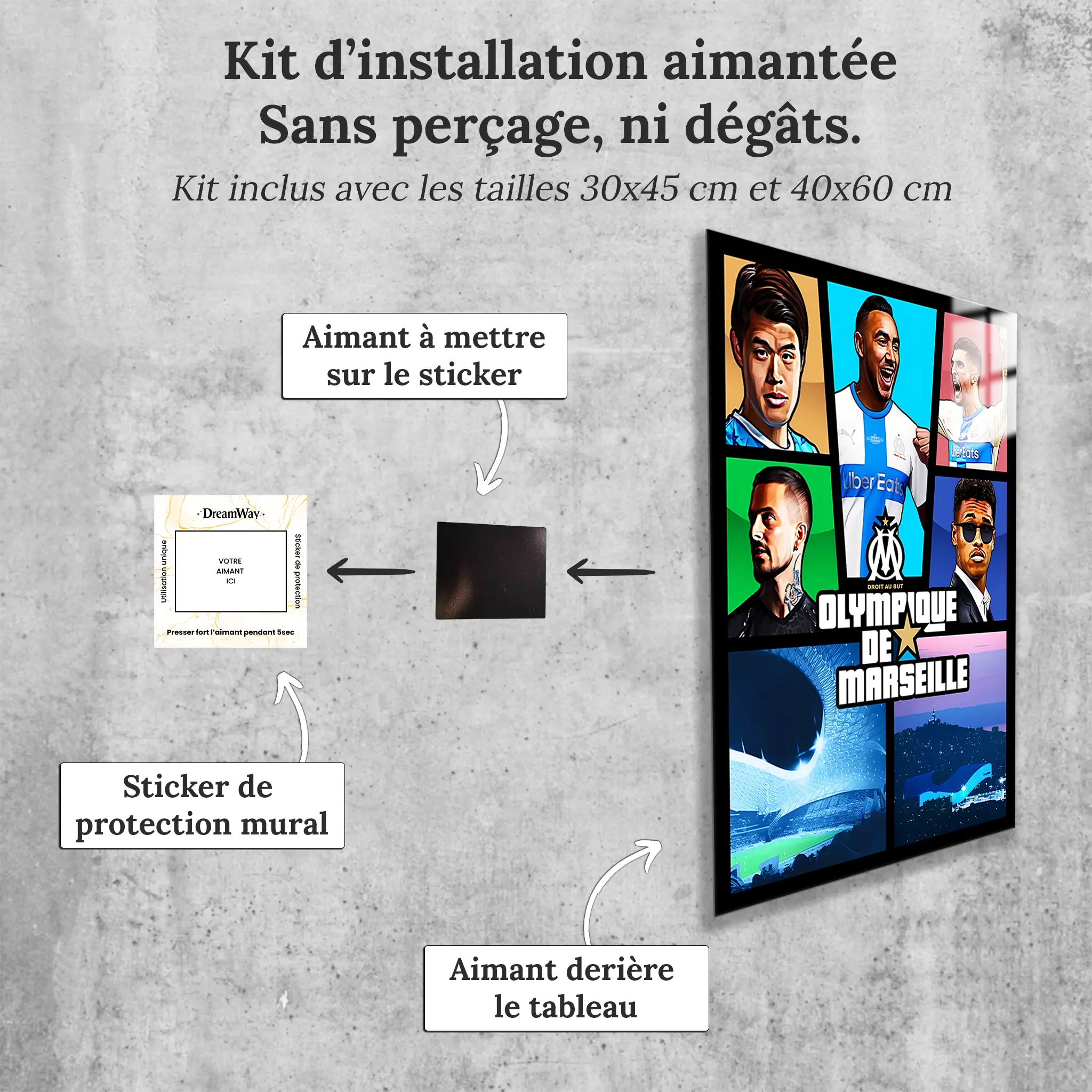 Tableau-olympique-de-marseille-avec-installation-aimantee | DreamWay
