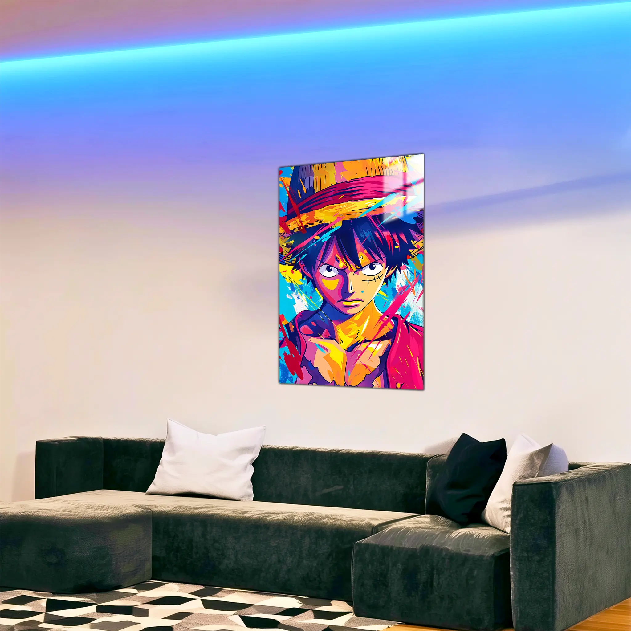 Tableau-one-piece-Luffy-colore-dans-le-salon | DreamWay