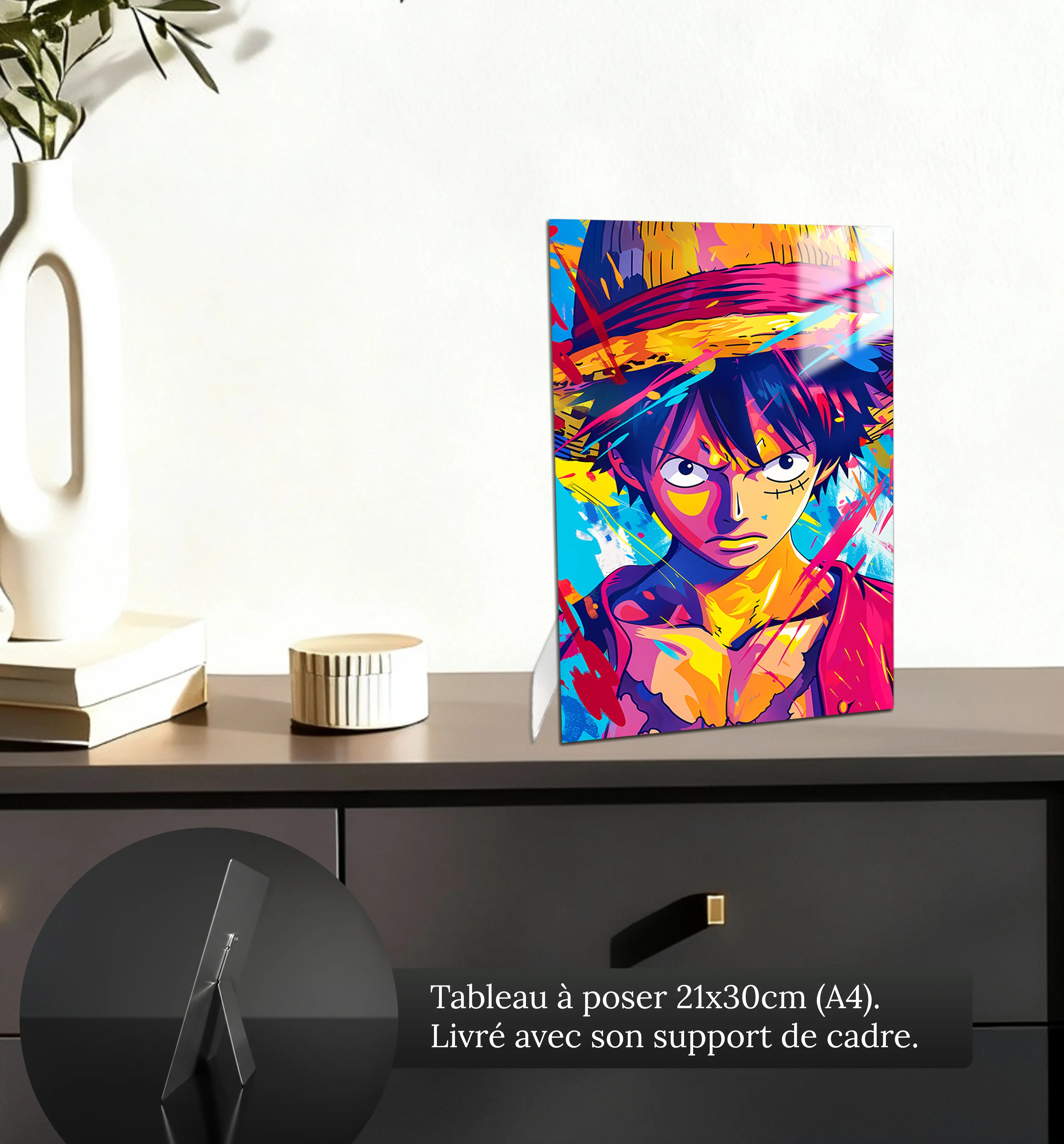 Tableau-one-piece-Luffy-colore-petit-format-a-poser-sur-meuble | DreamWay