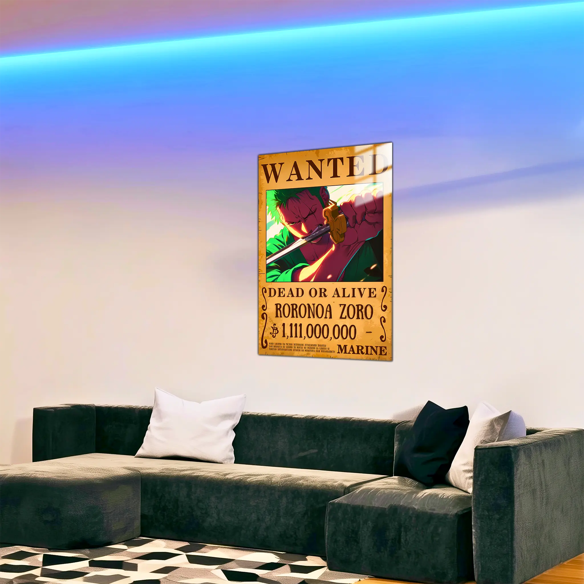 Tableau-one-piece-wanted-zoro-dans-le-salon | DreamWay