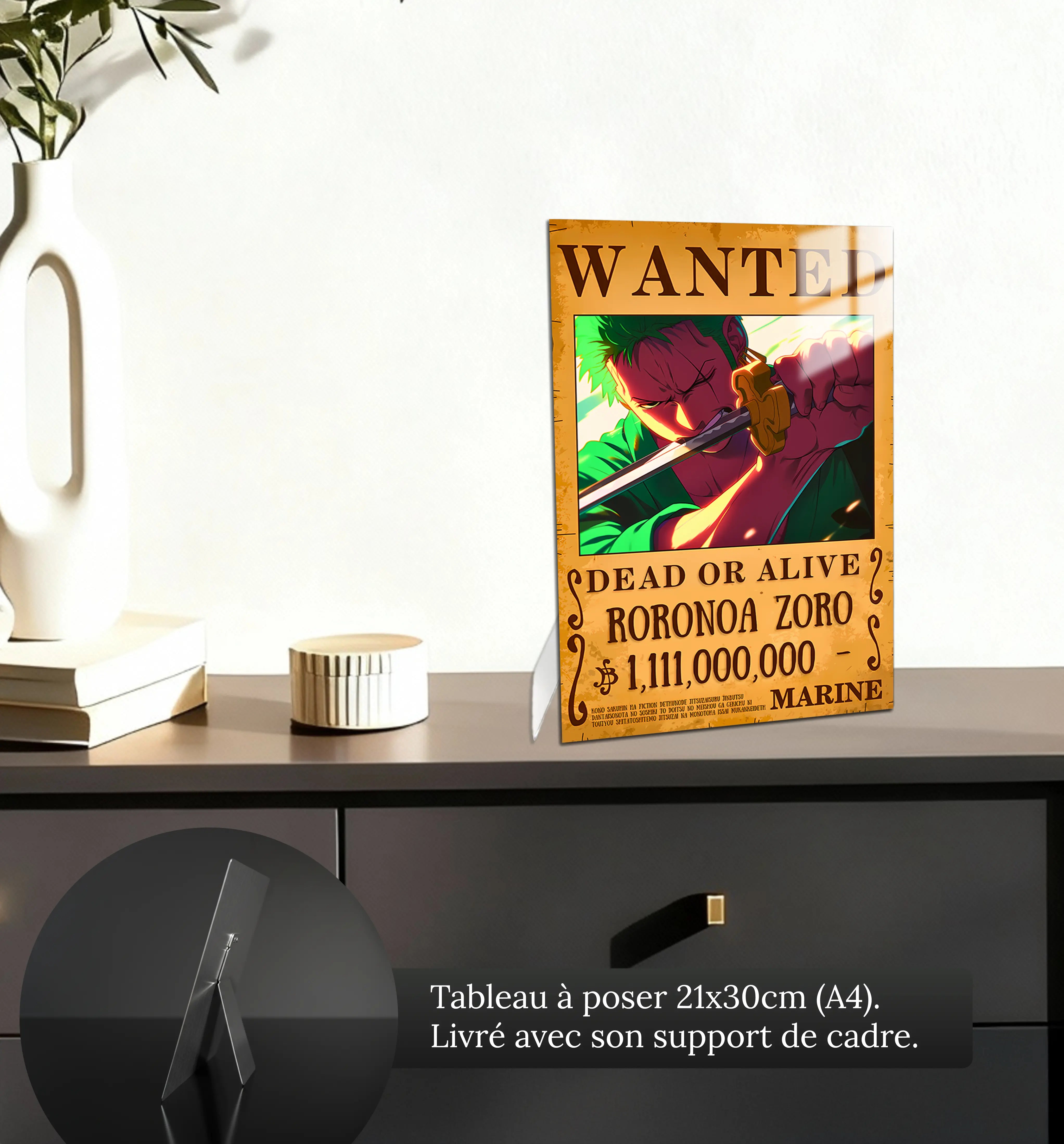 Tableau-one-piece-wanted-zoro-petit-format-a-poser-sur-meuble | DreamWay