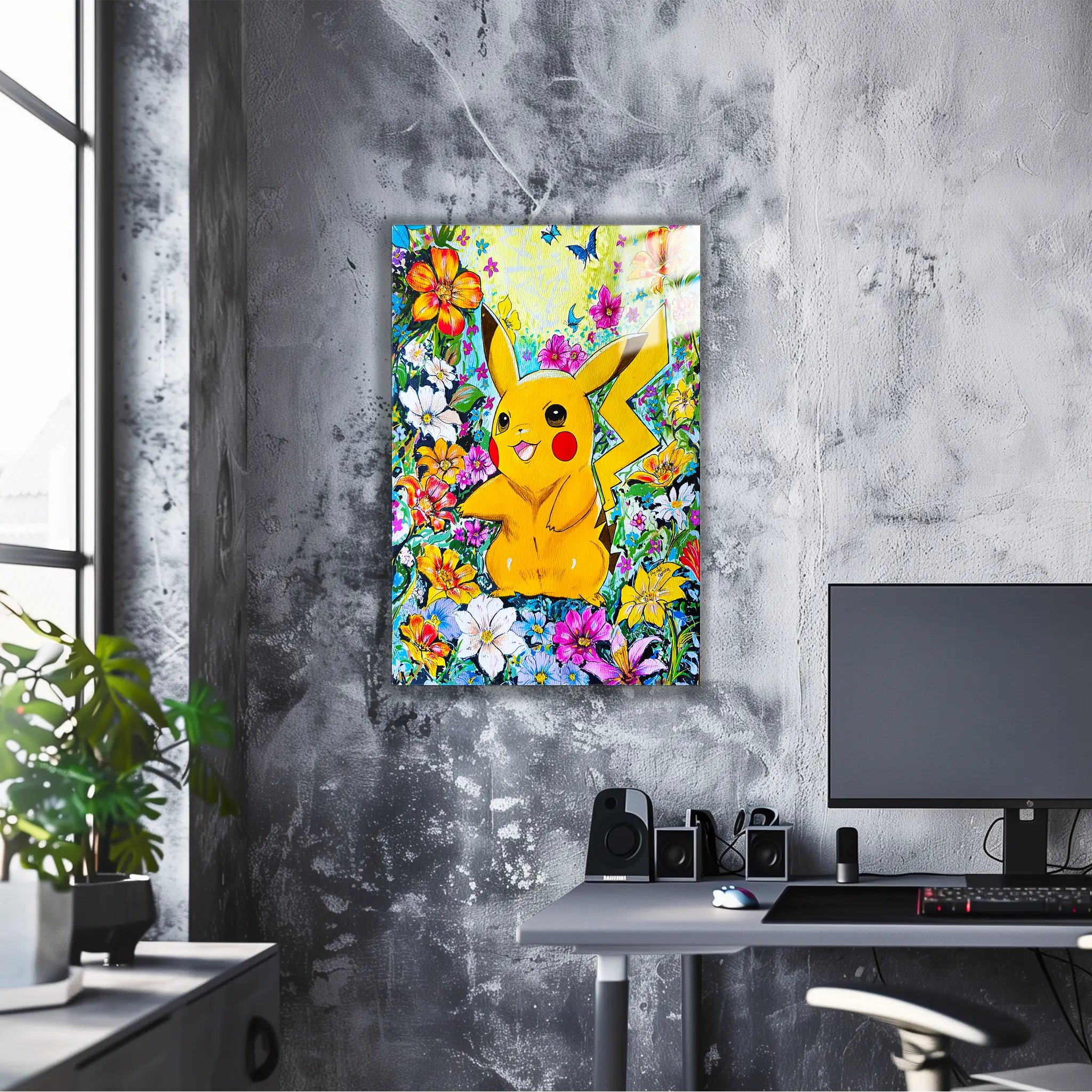 Tableau Pikachu Floral