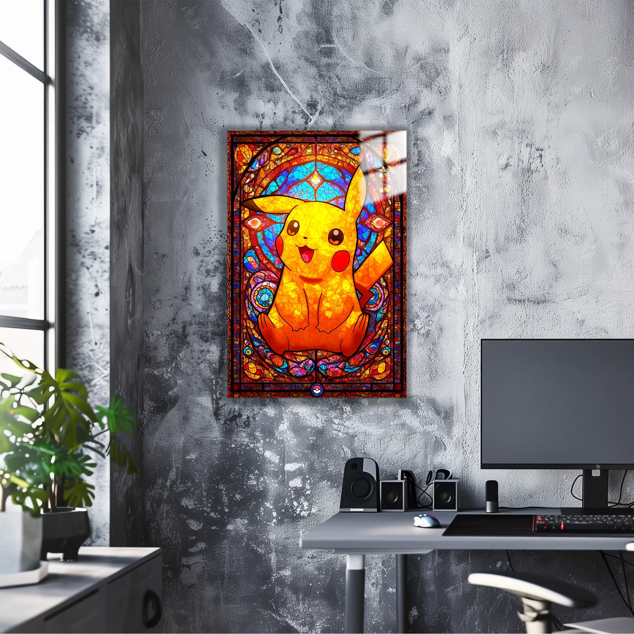 Tableau Pokémon Pikachu Vitrail