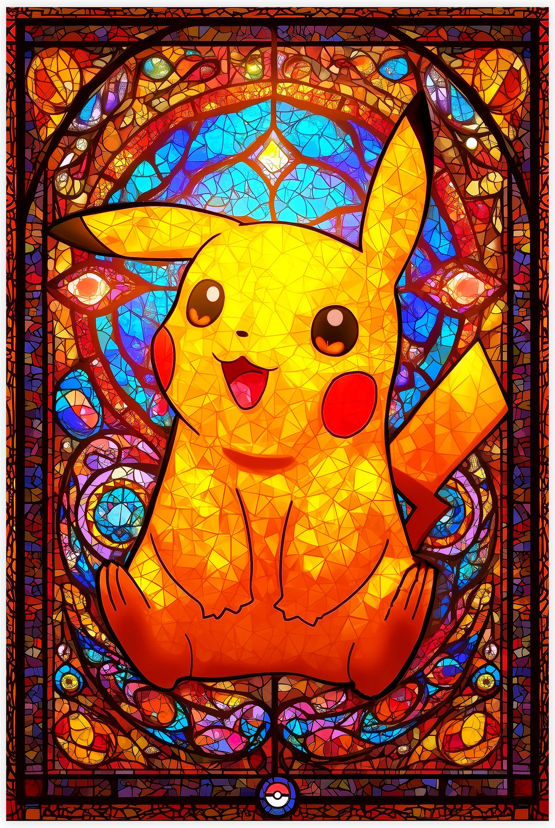 Tableau Pokémon Pikachu Vitrail
