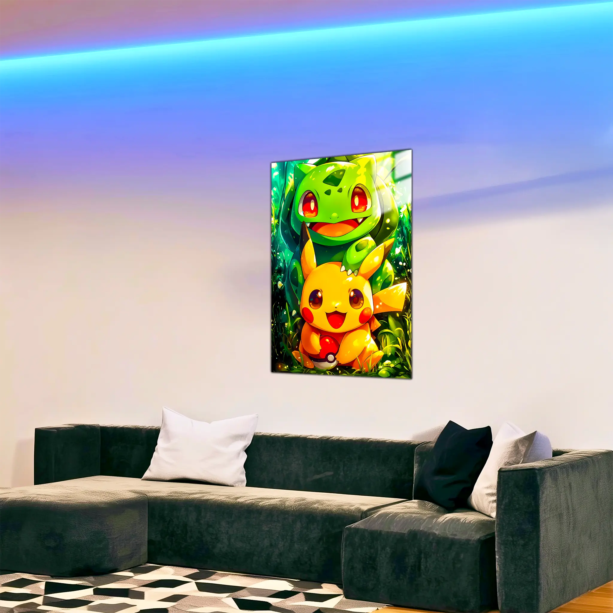 Tableau-pokemon-bulbizarre-et-pikachu-dans-le-salon | DreamWay