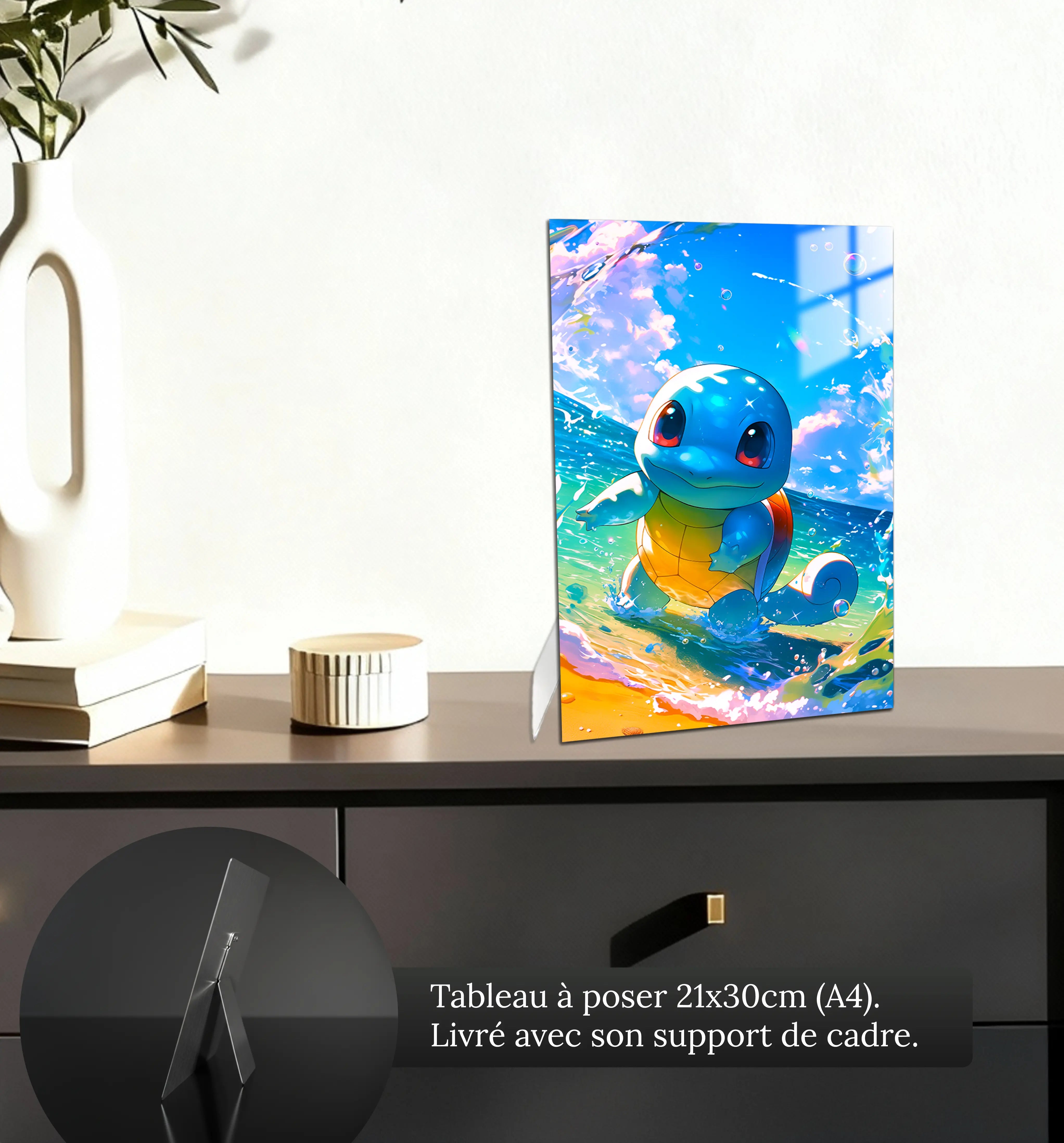Tableau-pokemon-carapuce-a-la-plage-petit-format-a-poser-sur-meuble | DreamWay