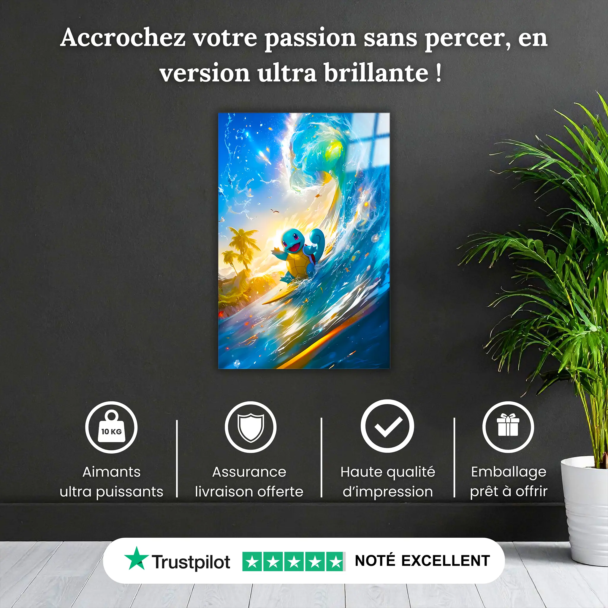 Tableau Pokémon Carapuce Surf