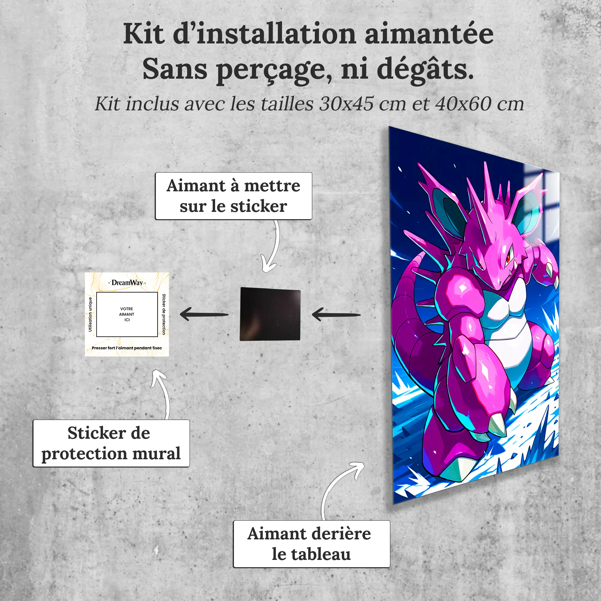 Tableau-pokemon-nidoking-avec-installation-aimantee | DreamWay