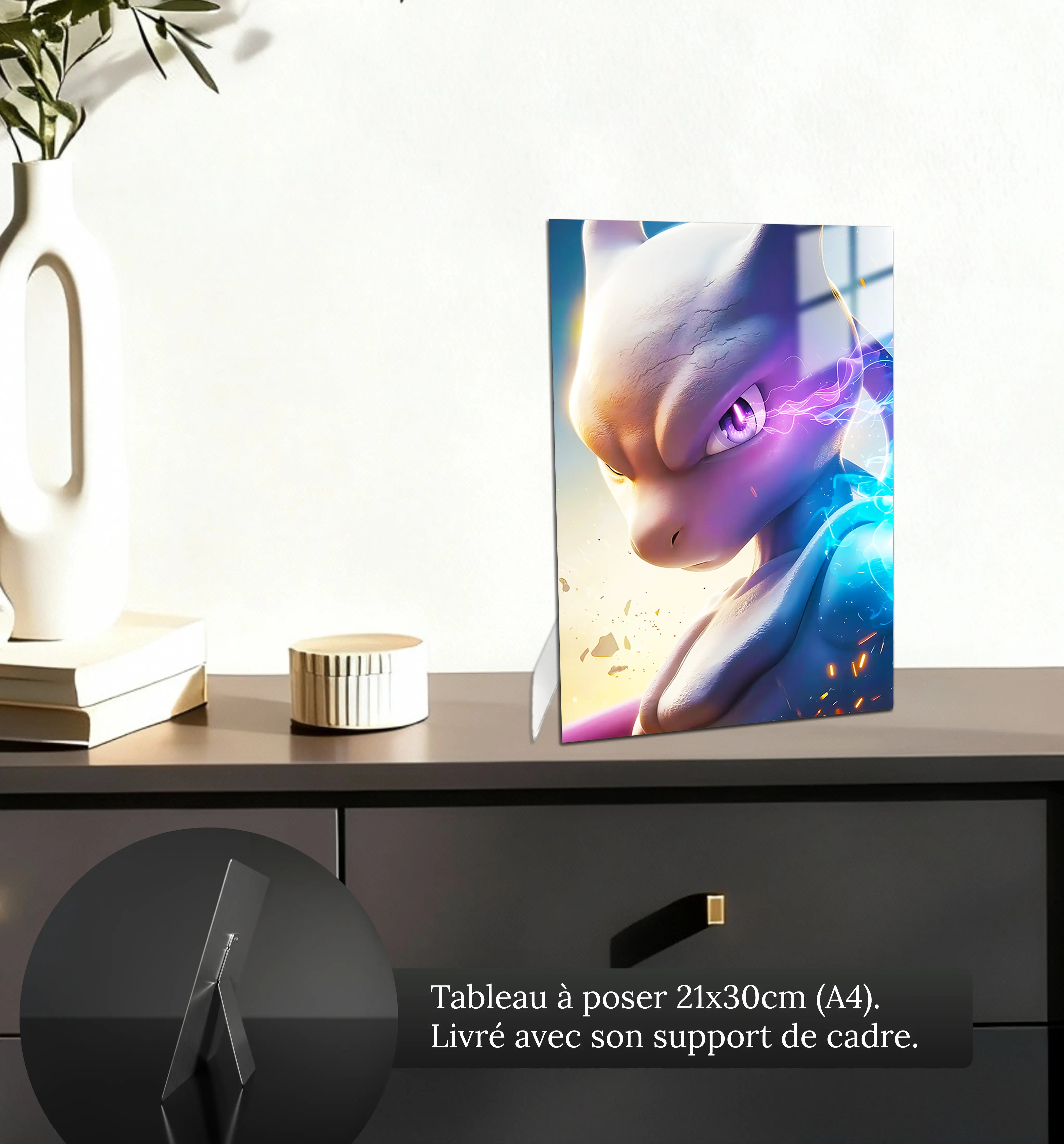 Tableau-pokemon-portrait-mewtwo-petit-format-a-poser-sur-meuble | DreamWay