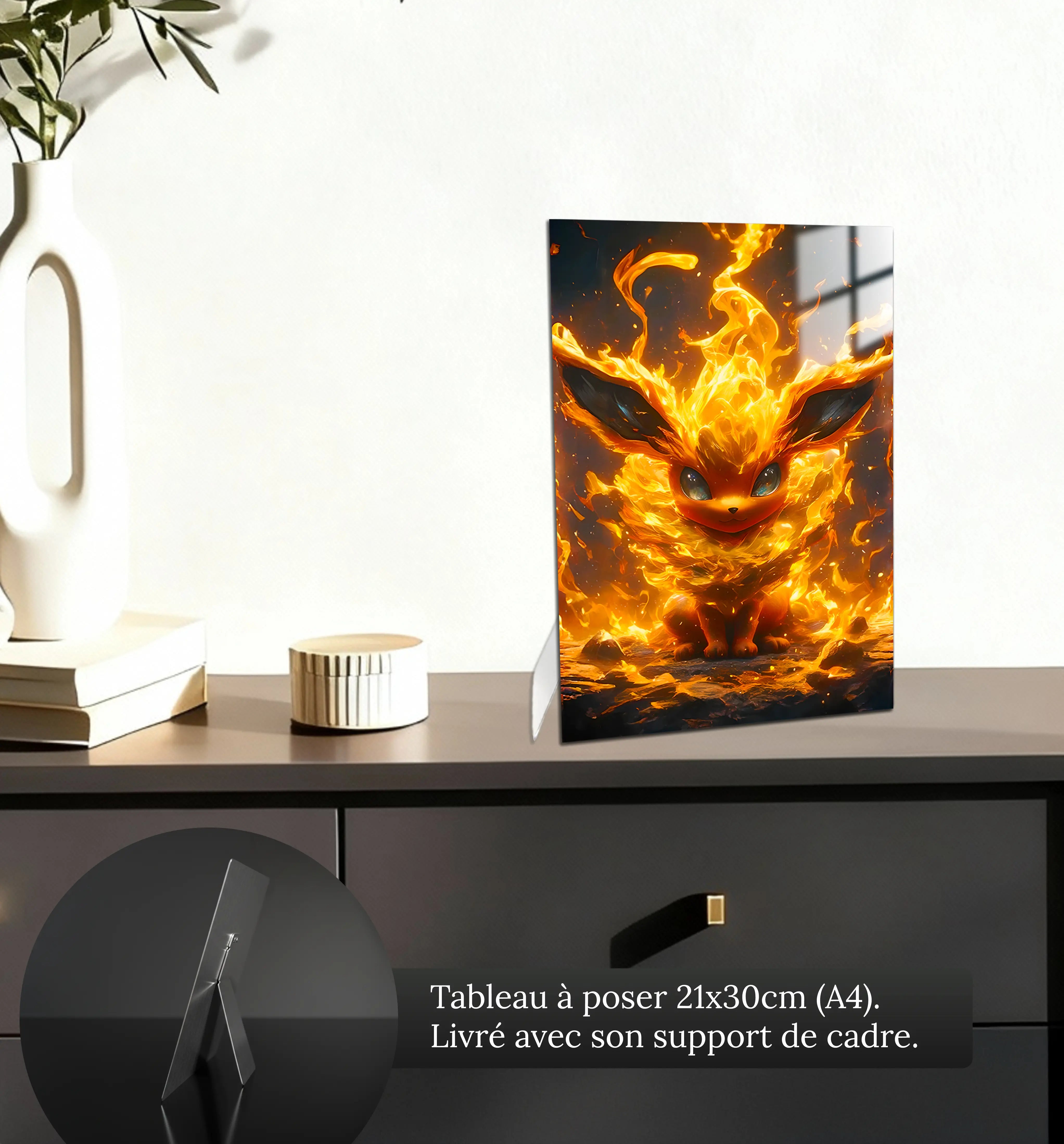 Tableau-pokemon-pyroli-realiste-petit-format-a-poser-sur-meuble | DreamWay