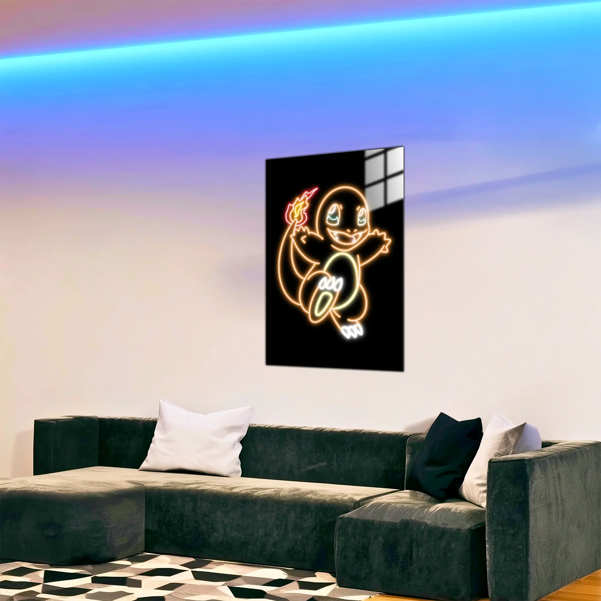 Tableau-pokemon-salameche-neon-dans-le-salon | DreamWay