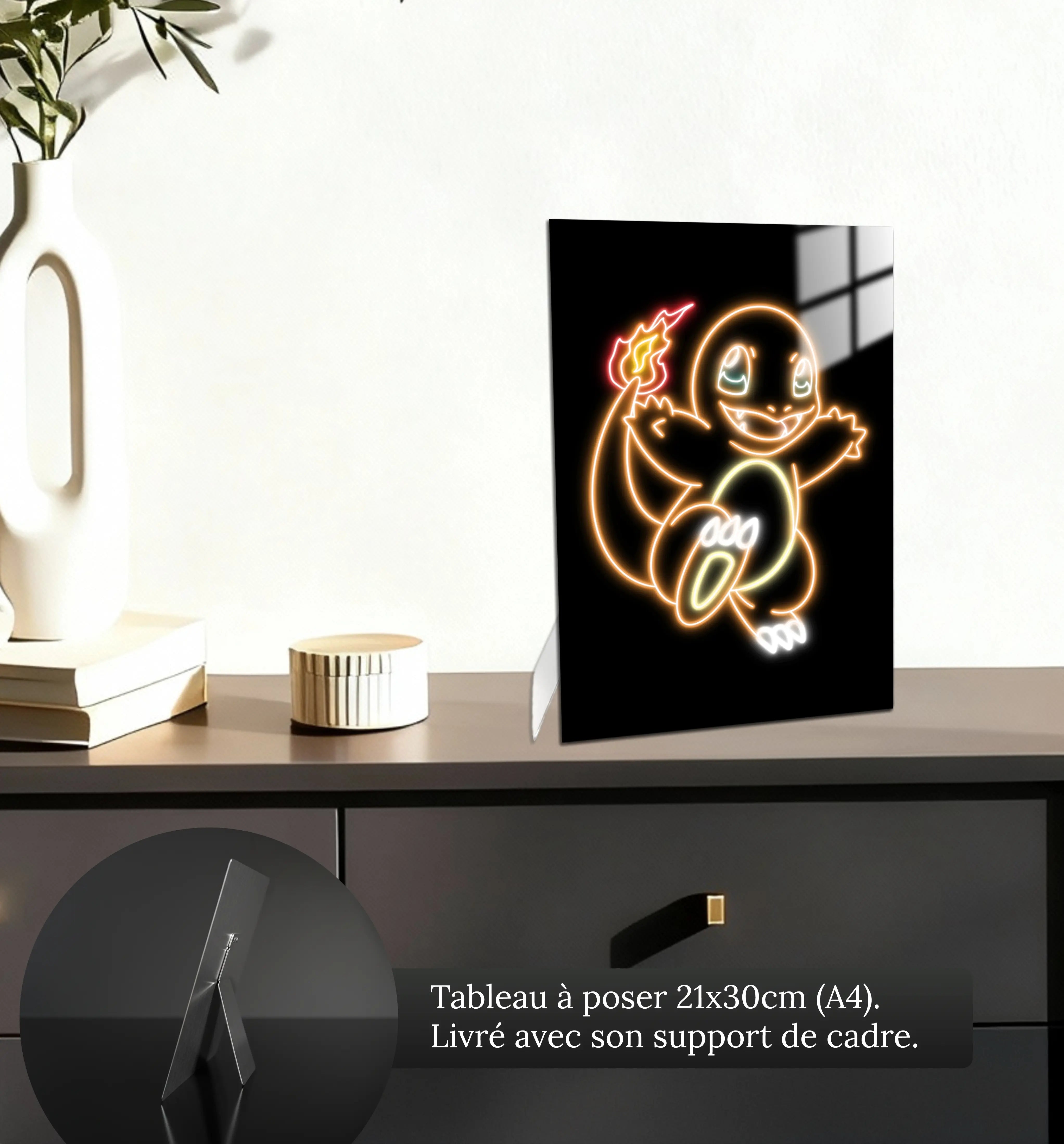 Tableau-pokemon-salameche-neon-petit-format-a-poser-sur-meuble | DreamWay