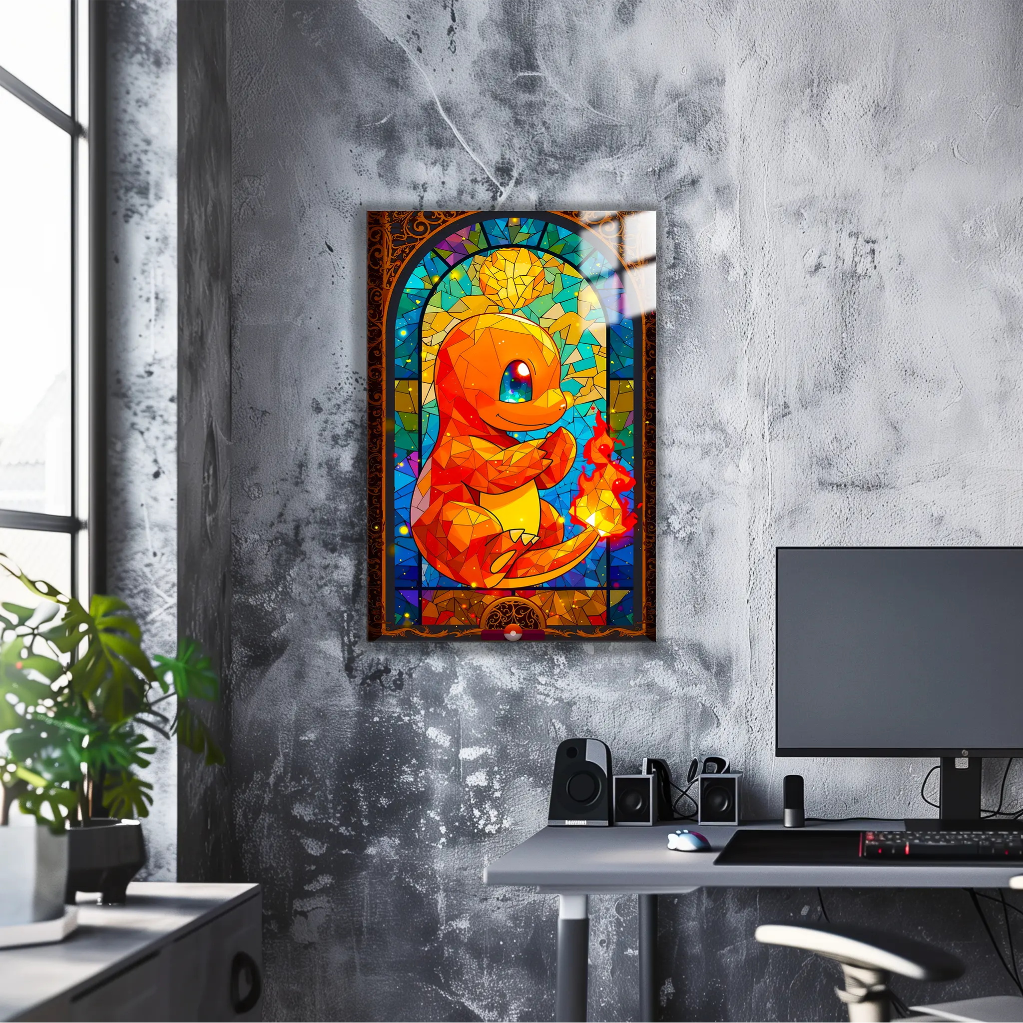 Tableau Pokémon Salamèche Vitrail